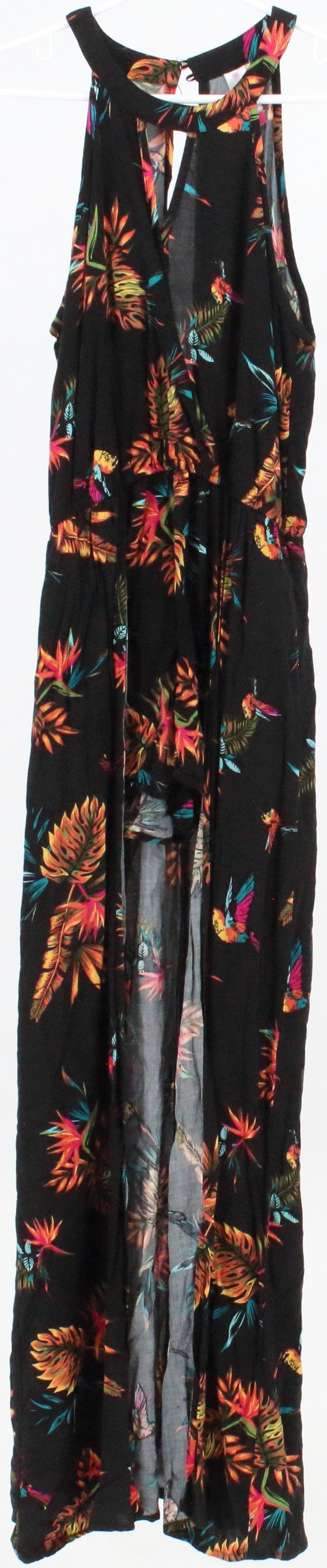 No Boundaries Black and Multicolor Leaf Print Jumpsuit