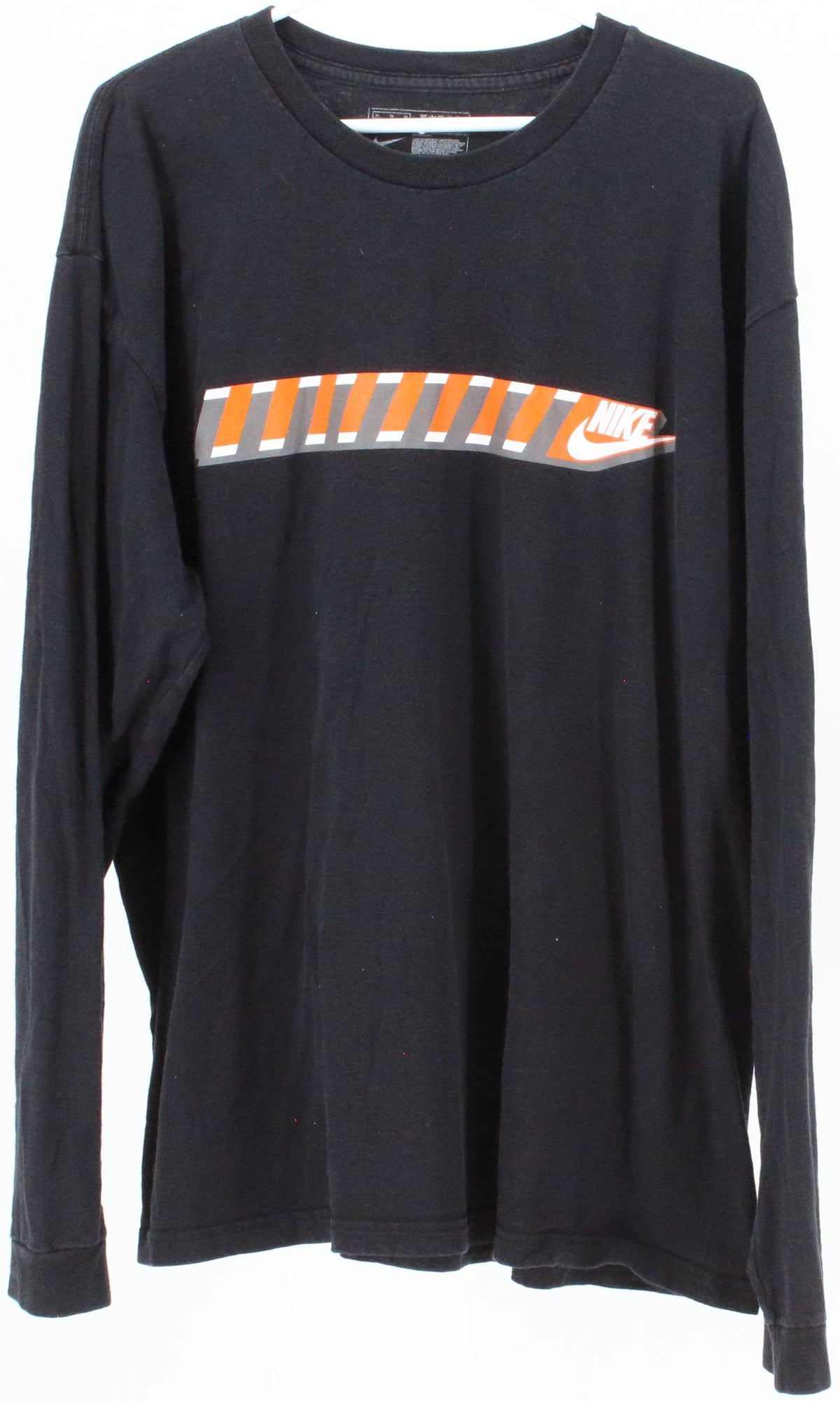 Nike Black With Orange and Grey Front Print Long Sleeve T-Shirt