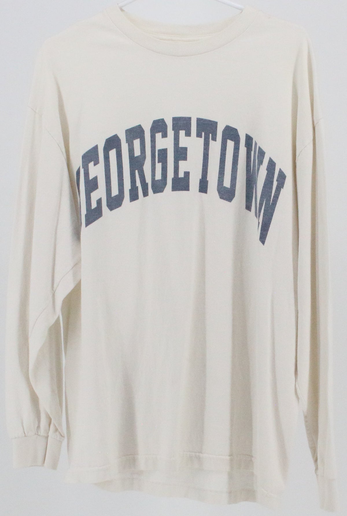 Georgetown Off White and Blue Long Sleeve T-Shirt