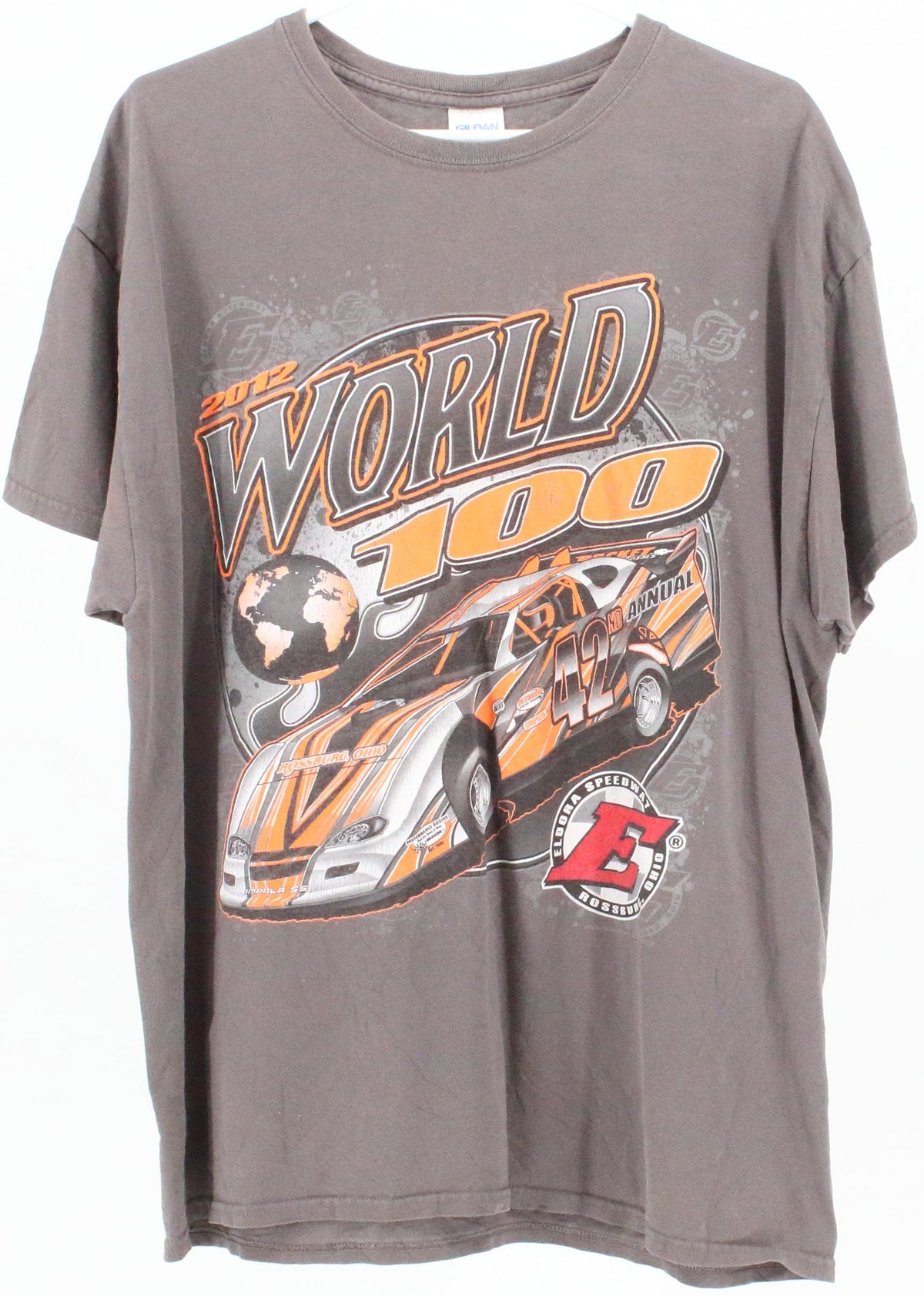Gildan 2012 World 100 Eldora Speedway Grey T-Shirt