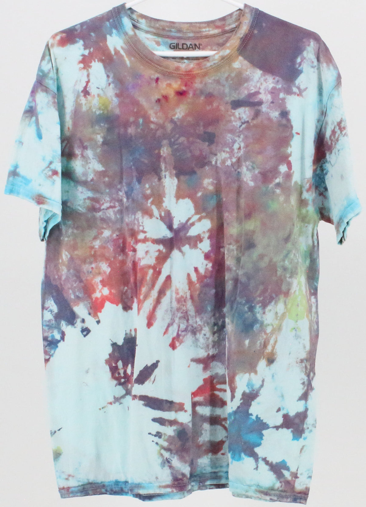 Gildan Light Blue and Purple Tie Dye T-Shirt