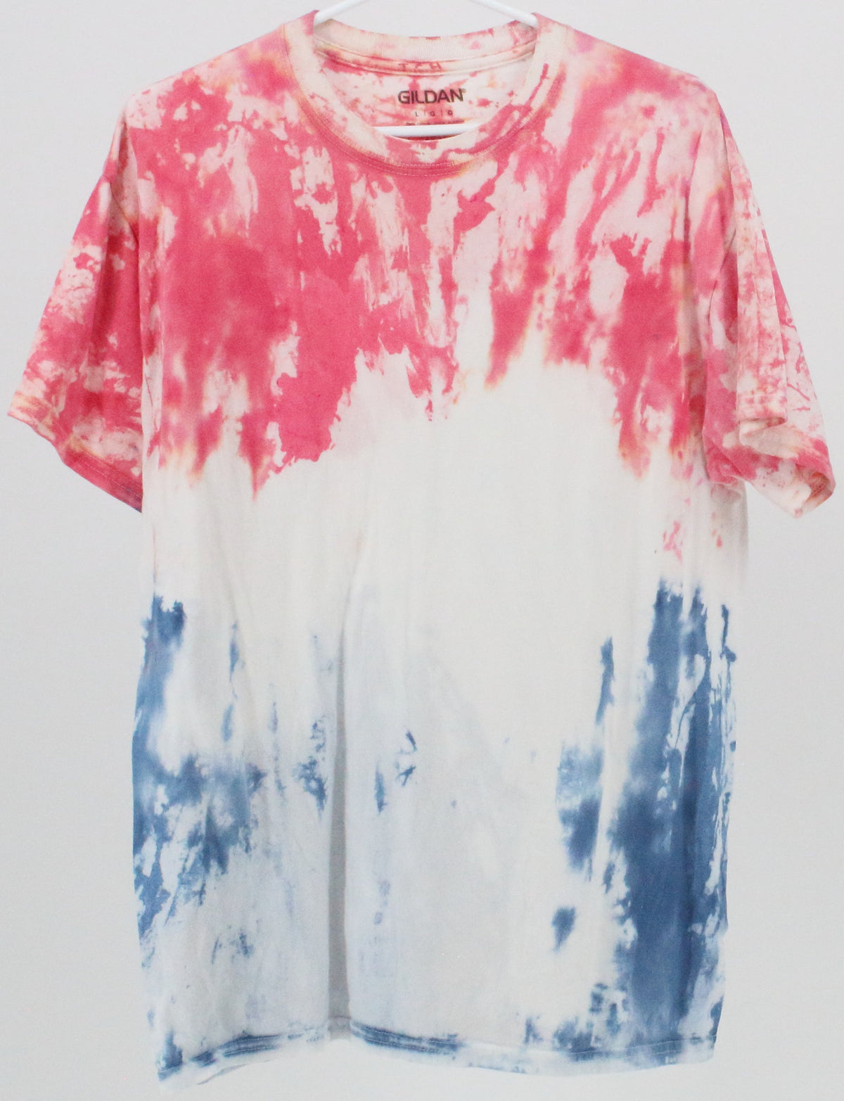 Gildan White Pink and Blue Tie Dye T-Shirt