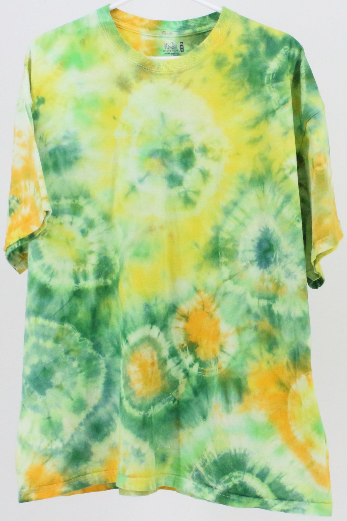 Fruit Of The Loom Green and Yellow Tie Dye T-Shirt