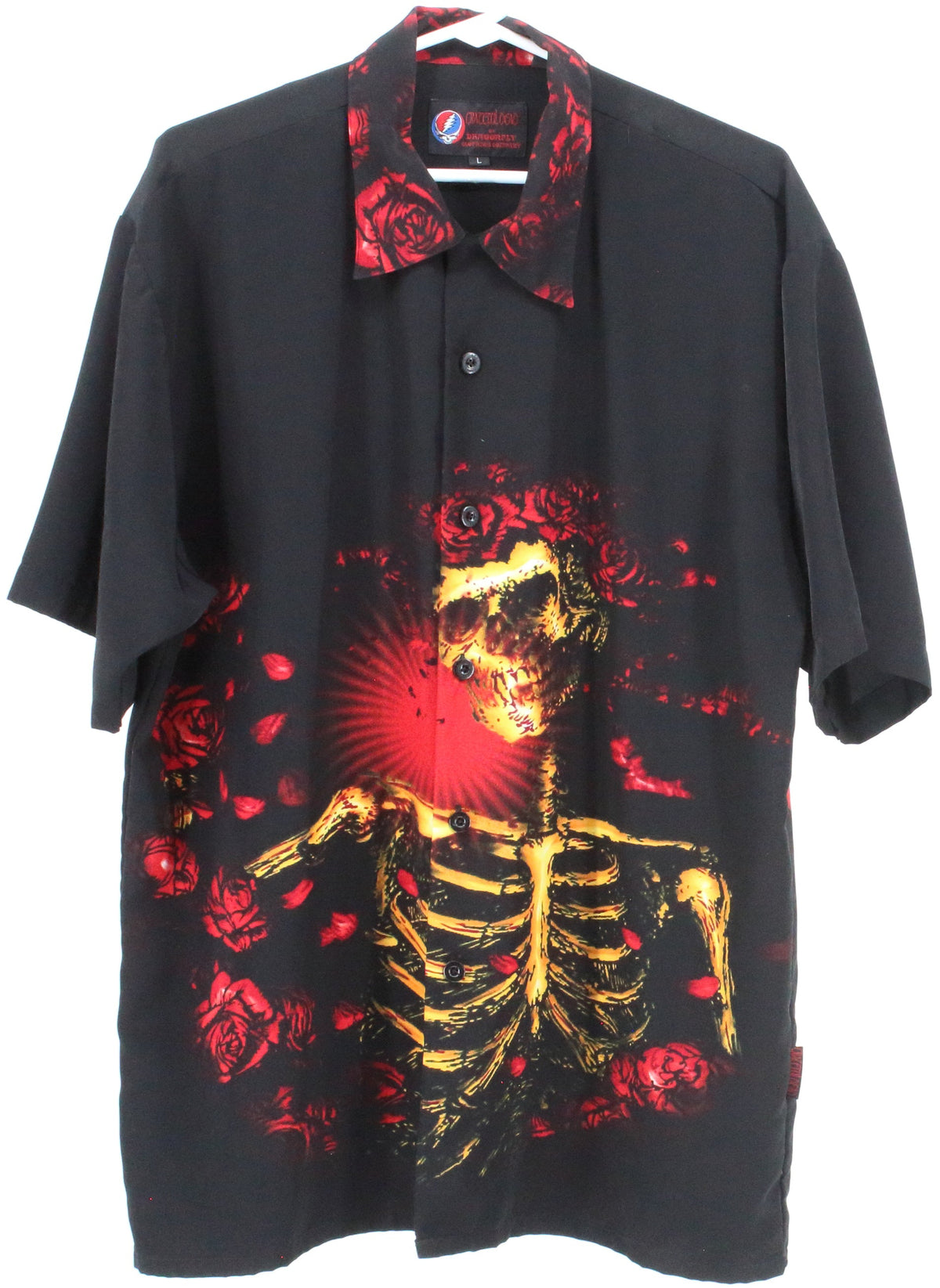 Grateful Dead by Dragonfly Clothing Company Black Skull Print Short Sleeve Shirt