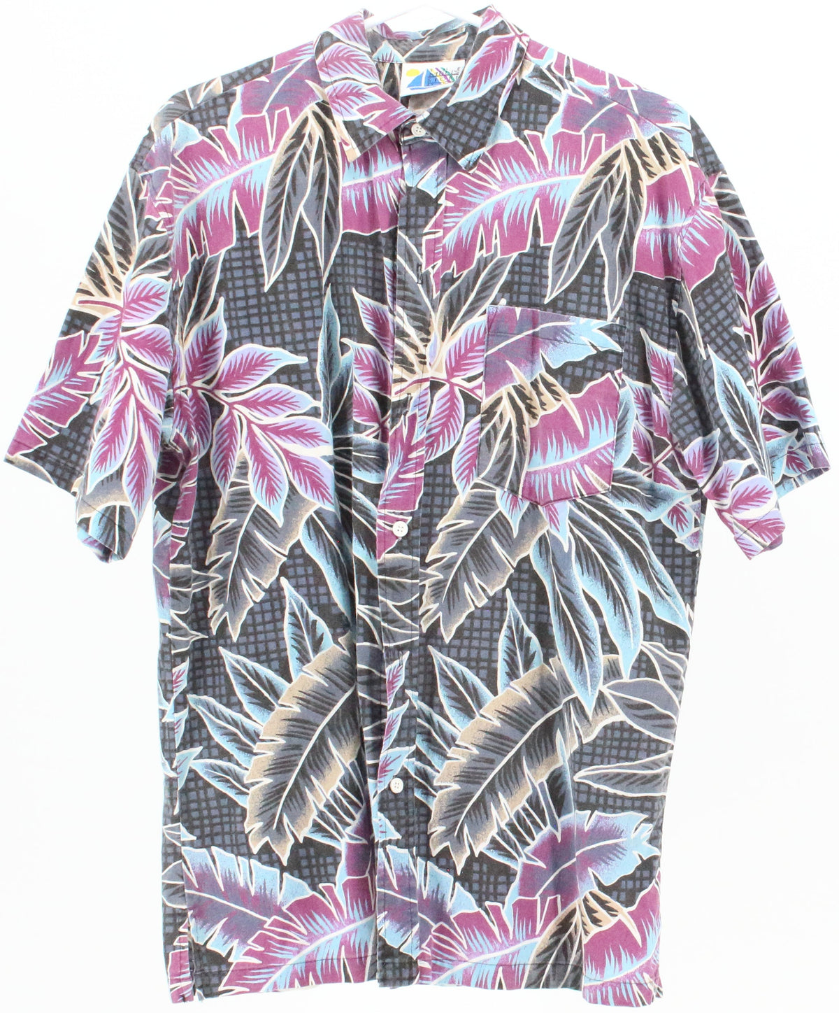 The Men's Store At Sears Blue Black and Purple Print Short Sleeve Shirt