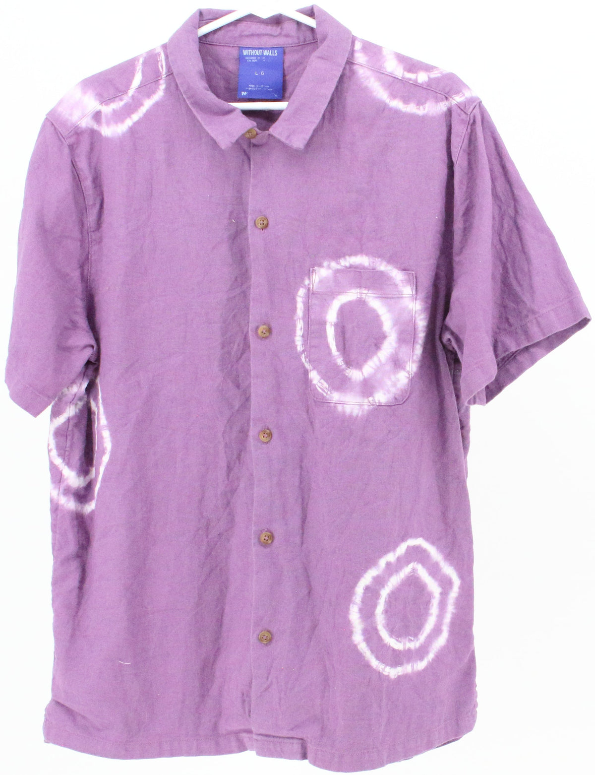 Without Walls Purple and White Print Short Sleeve Shirt