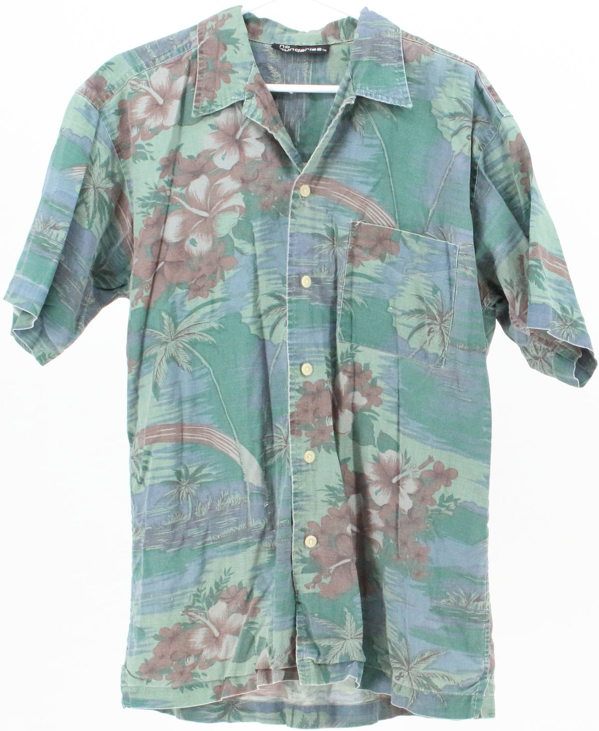 No Boundaries Green Print Short Sleeve Shirt