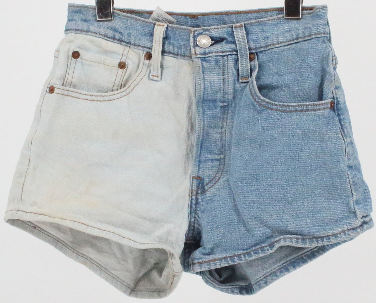 Levis 501 Double Blue Shades Mini Denim Shorts