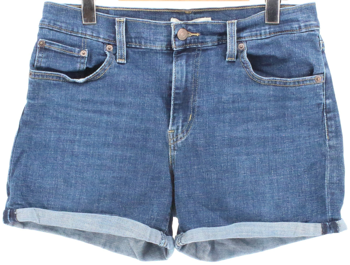 Levis Mid Length Shorts Dark Wash