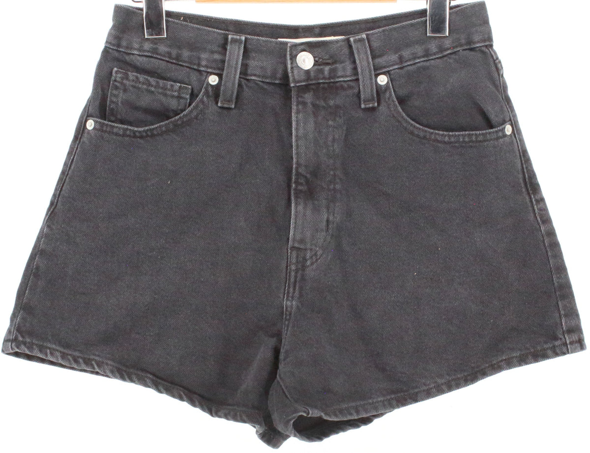 Levis Black Wash High Waisted Mom Shorts