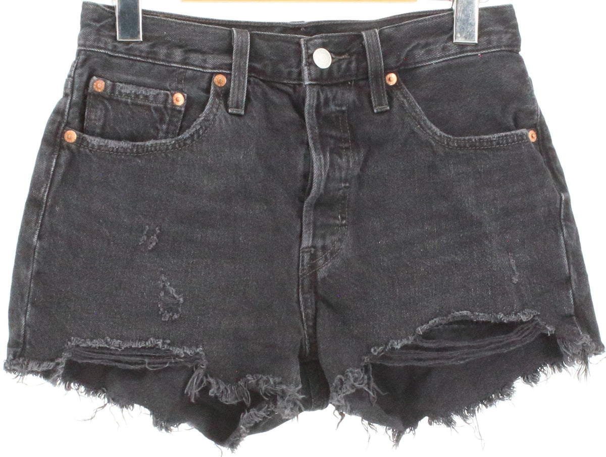 Levis Premium 501 Black Wash Mini Shorts