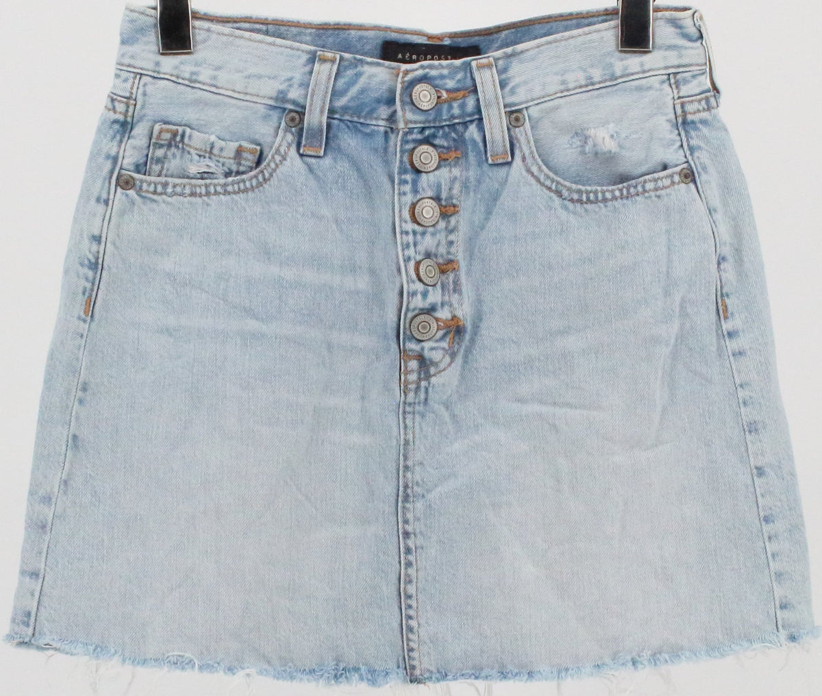 Aeropostale Light Wash Front Buttons Mini Denim Skirt