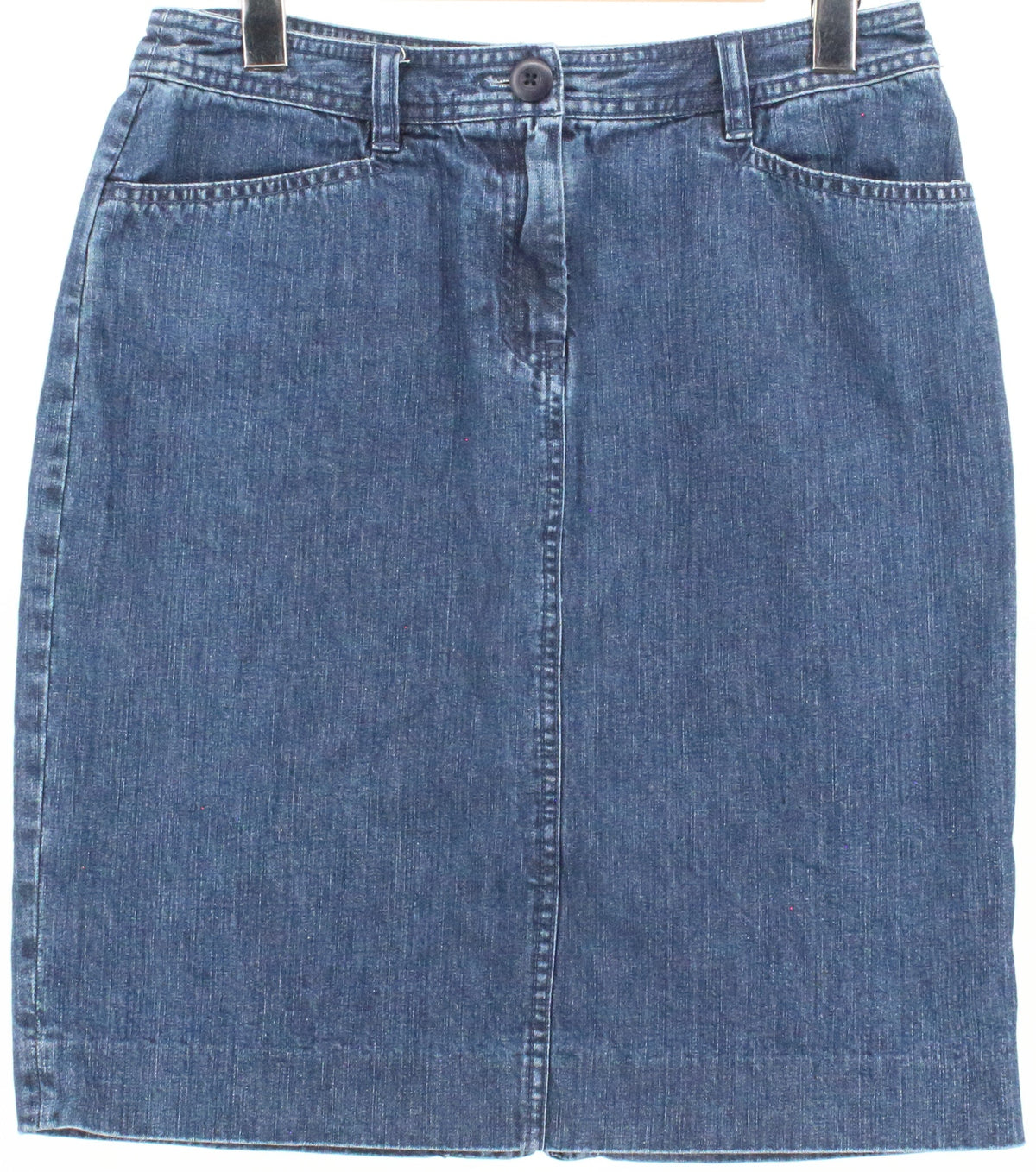 Ann Taylor Petites Dark Blue Wash Back Slit Denim Skirt