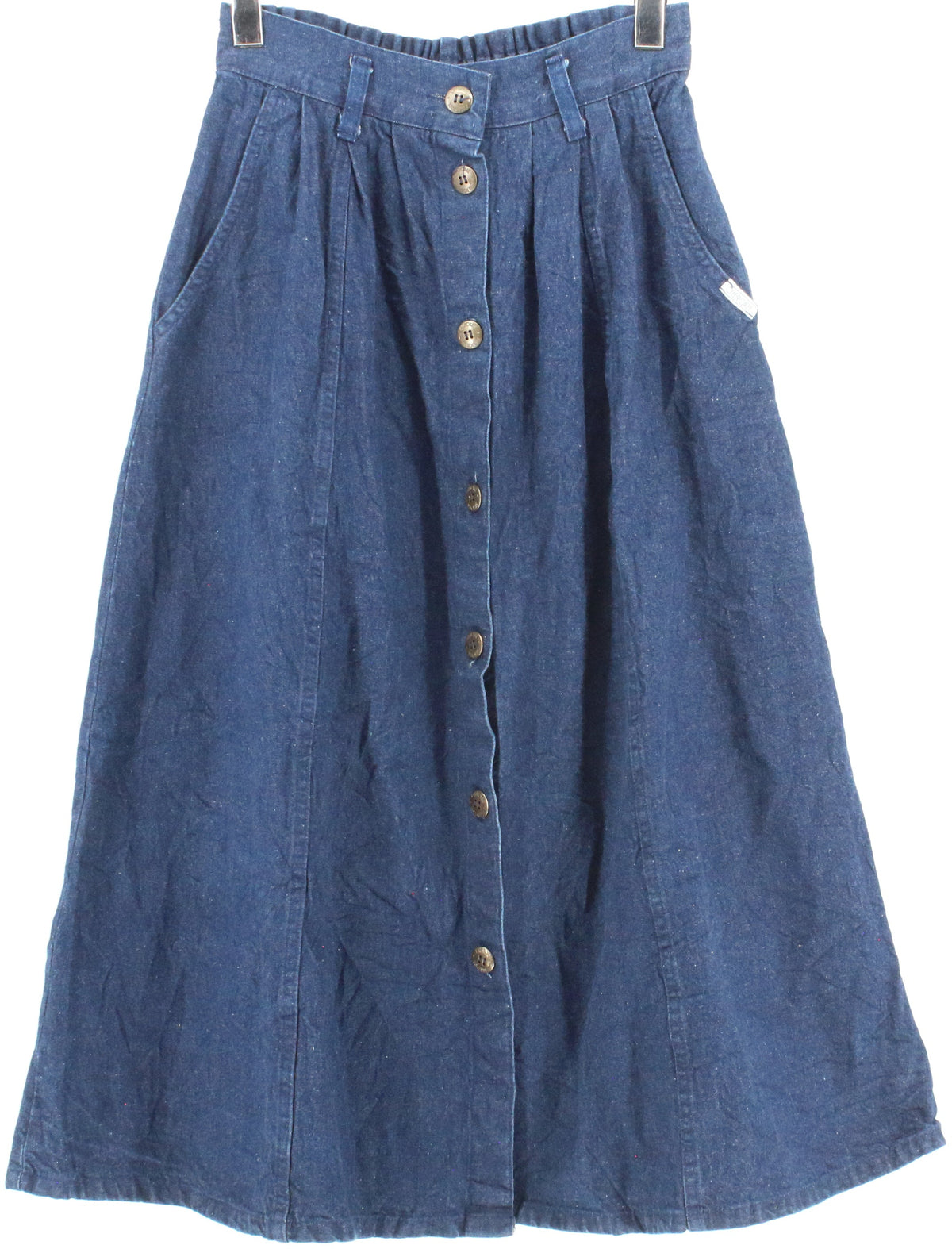 Cherokee Dark Blue Wash Front Buttons Wide Long Skirt