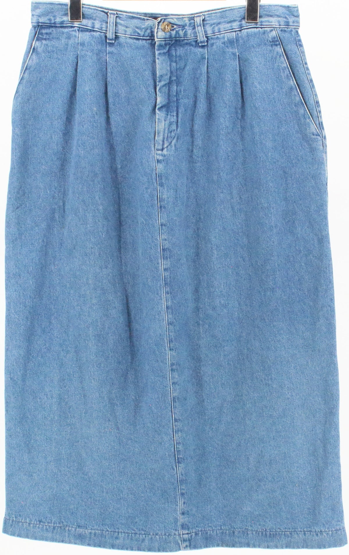 Lee Authentic Clothing Mid Blue Wash Back Slit Long Denim Skirt