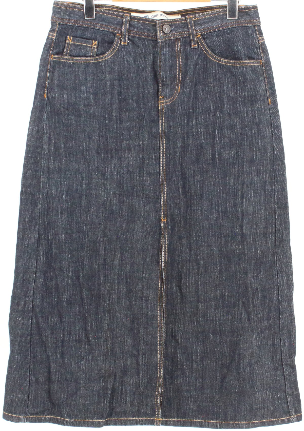 Gap Jeans Dark Blue Wash Front Slit Long Skirt