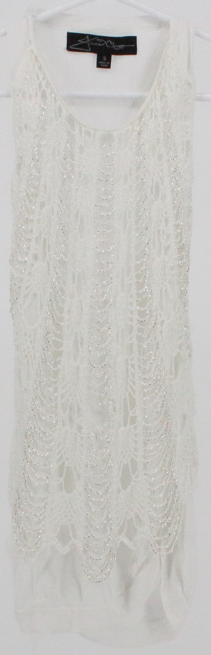 Jolie Claybon White Front Embroidery Sleeveless Crochet Tank Top