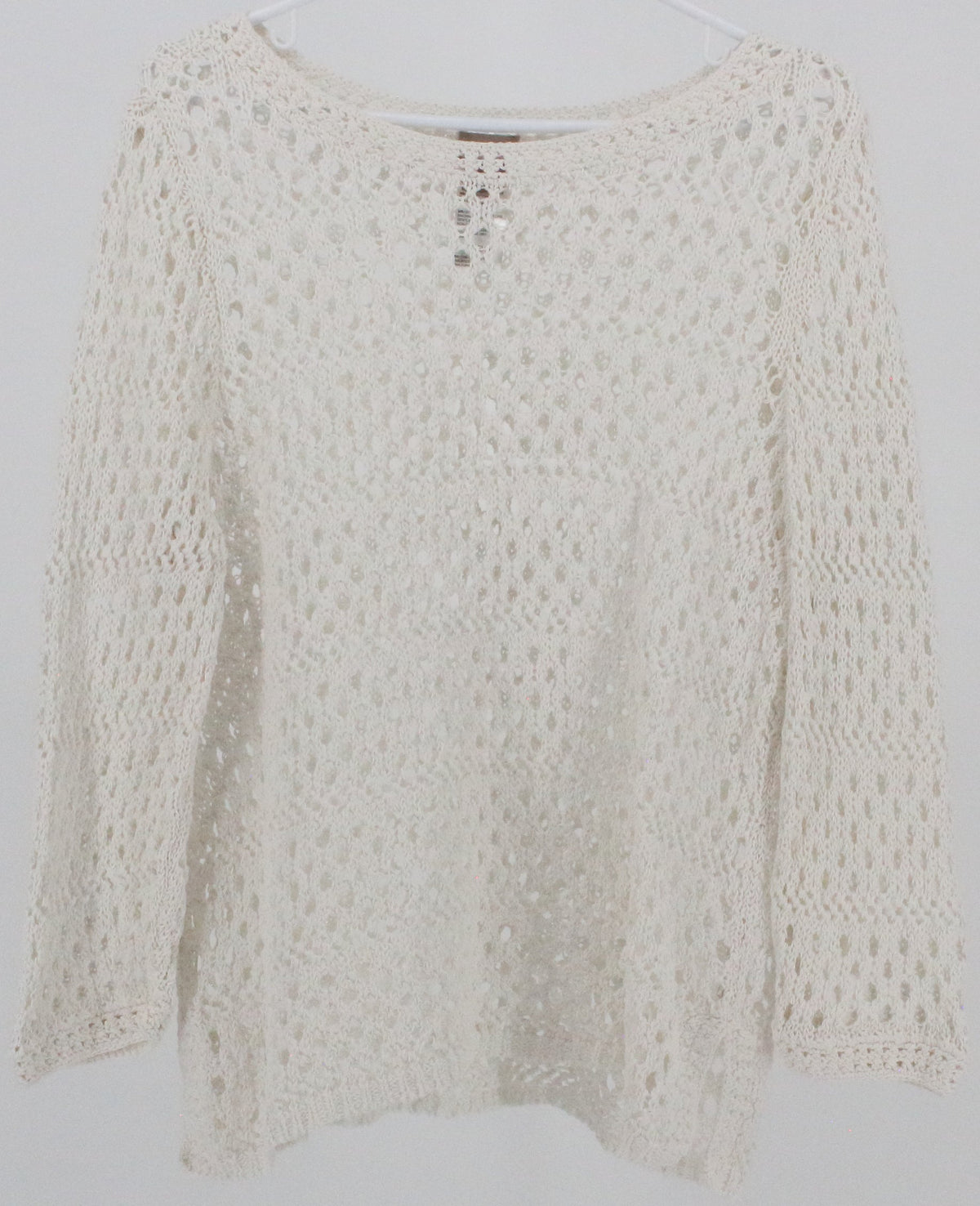 Chico's White Long Sleeve Side Slits Crochet Top