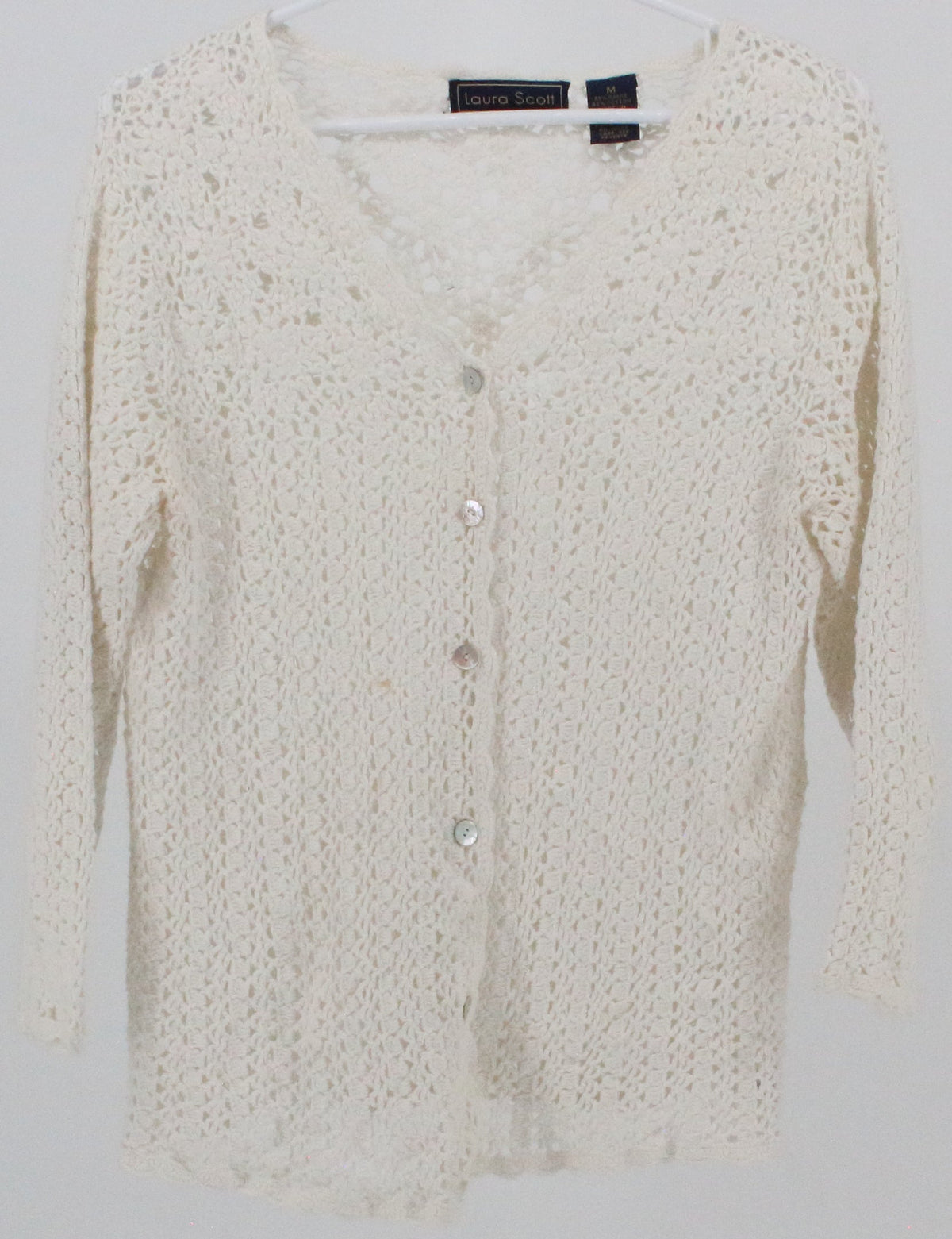 Laura Scott White Crochet Cardigan