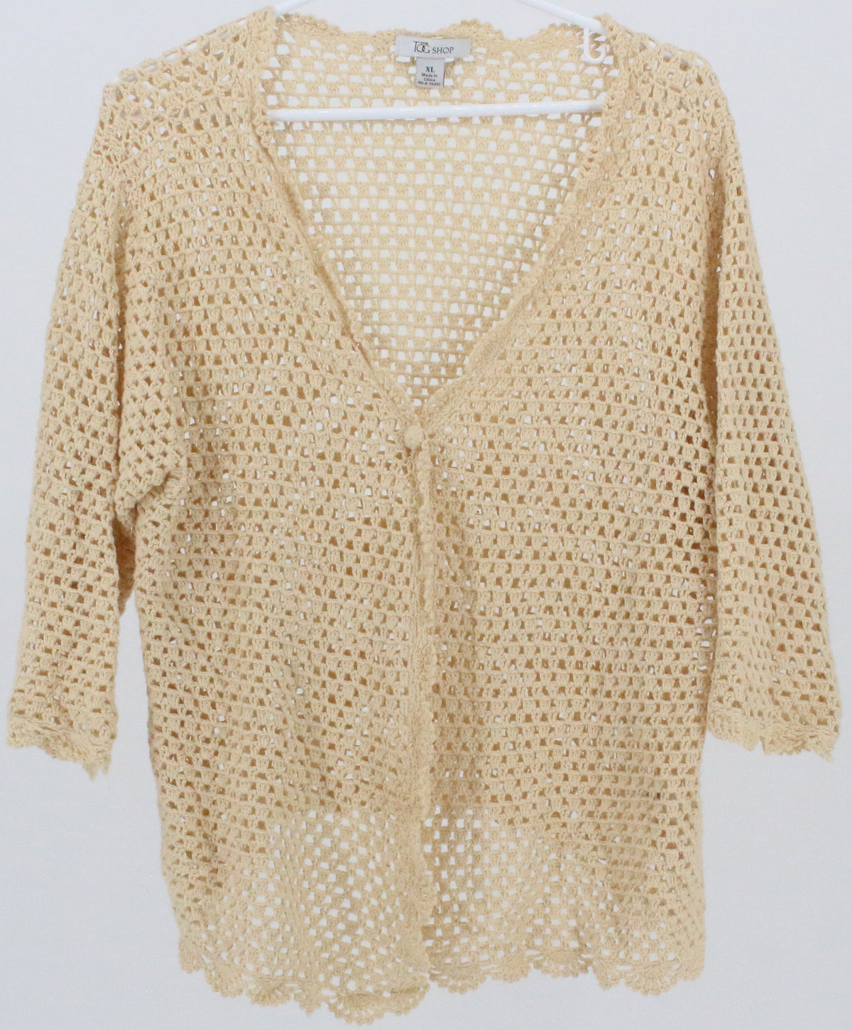 The Tog Shop Beige Crochet Cardigan