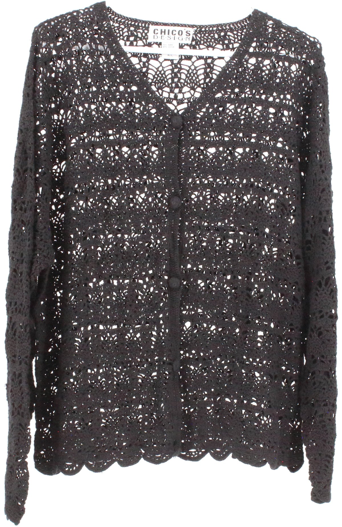 Chico's Design Black Crochet Cardigan