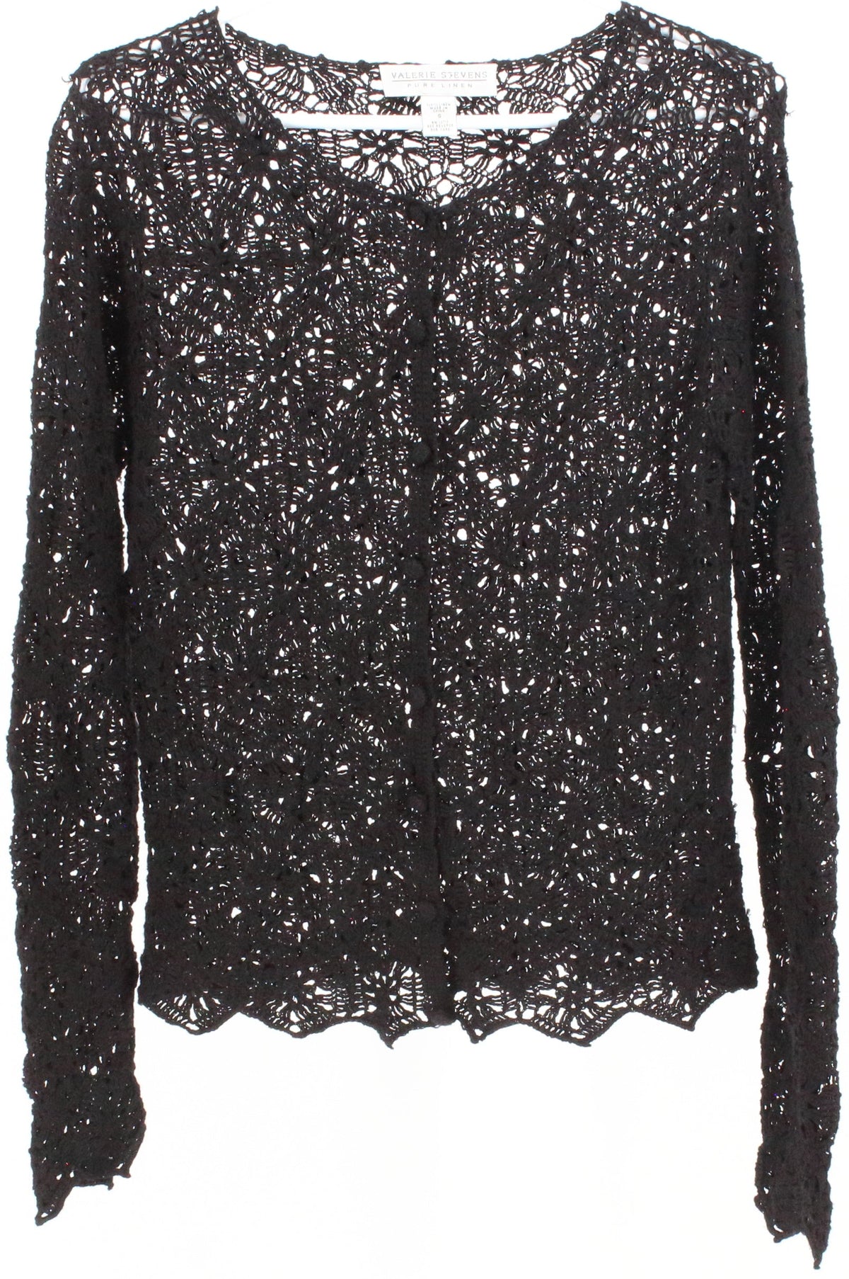 Valerie Stevens Black Crochet Cardigan