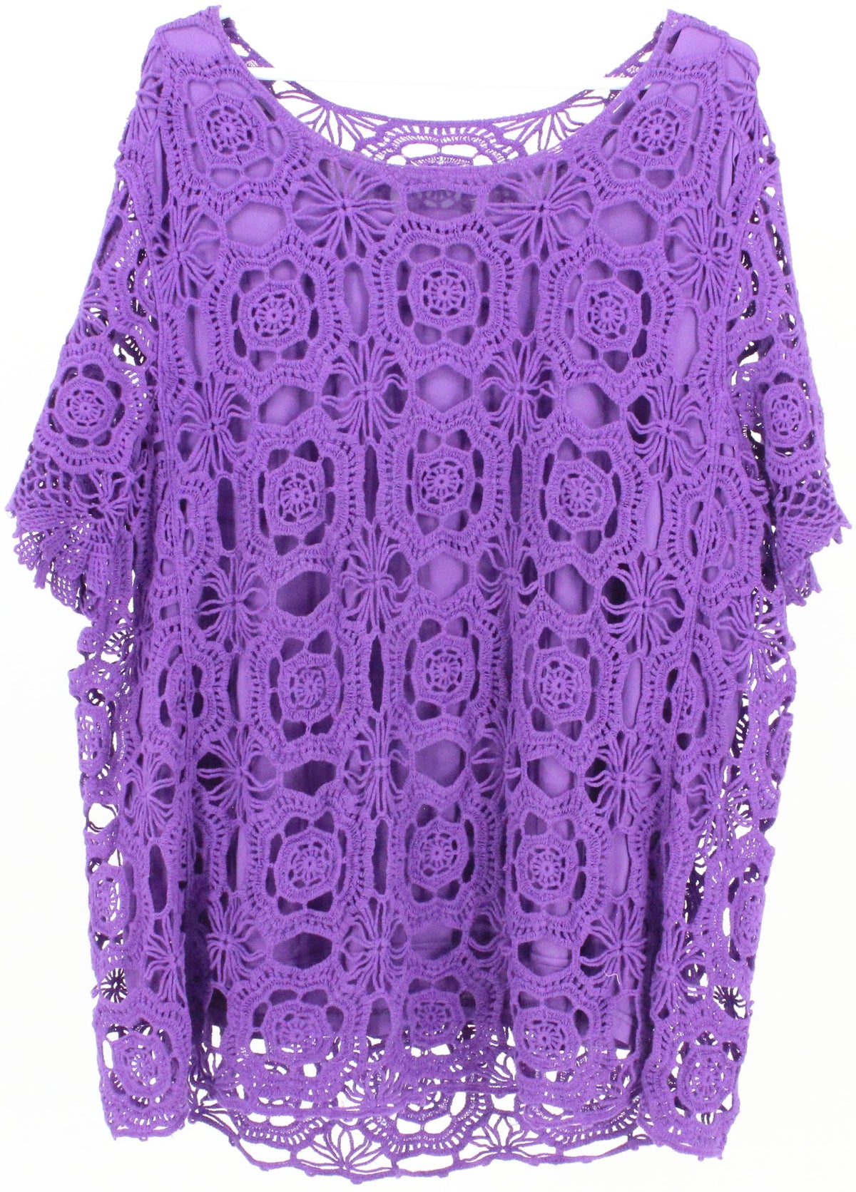 Purple Guipure Short Sleeve Top