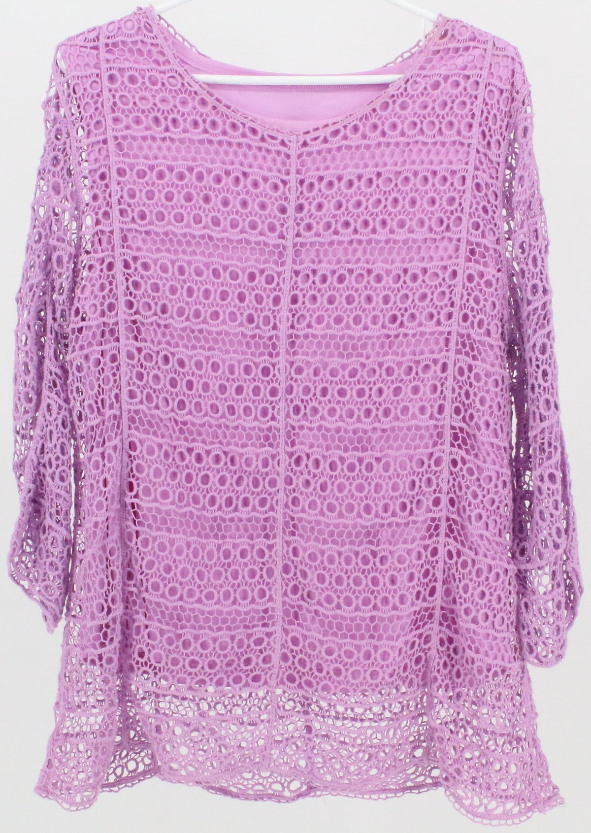 Christopher & Banks Petite Lilac Guipure Top