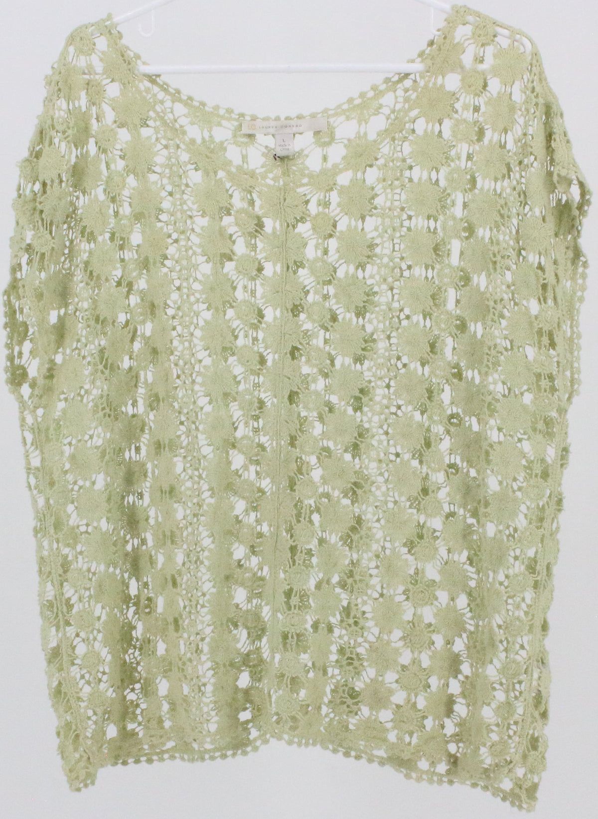 LC Lauren Conrad Light Green Long Sleeve Crochet Top