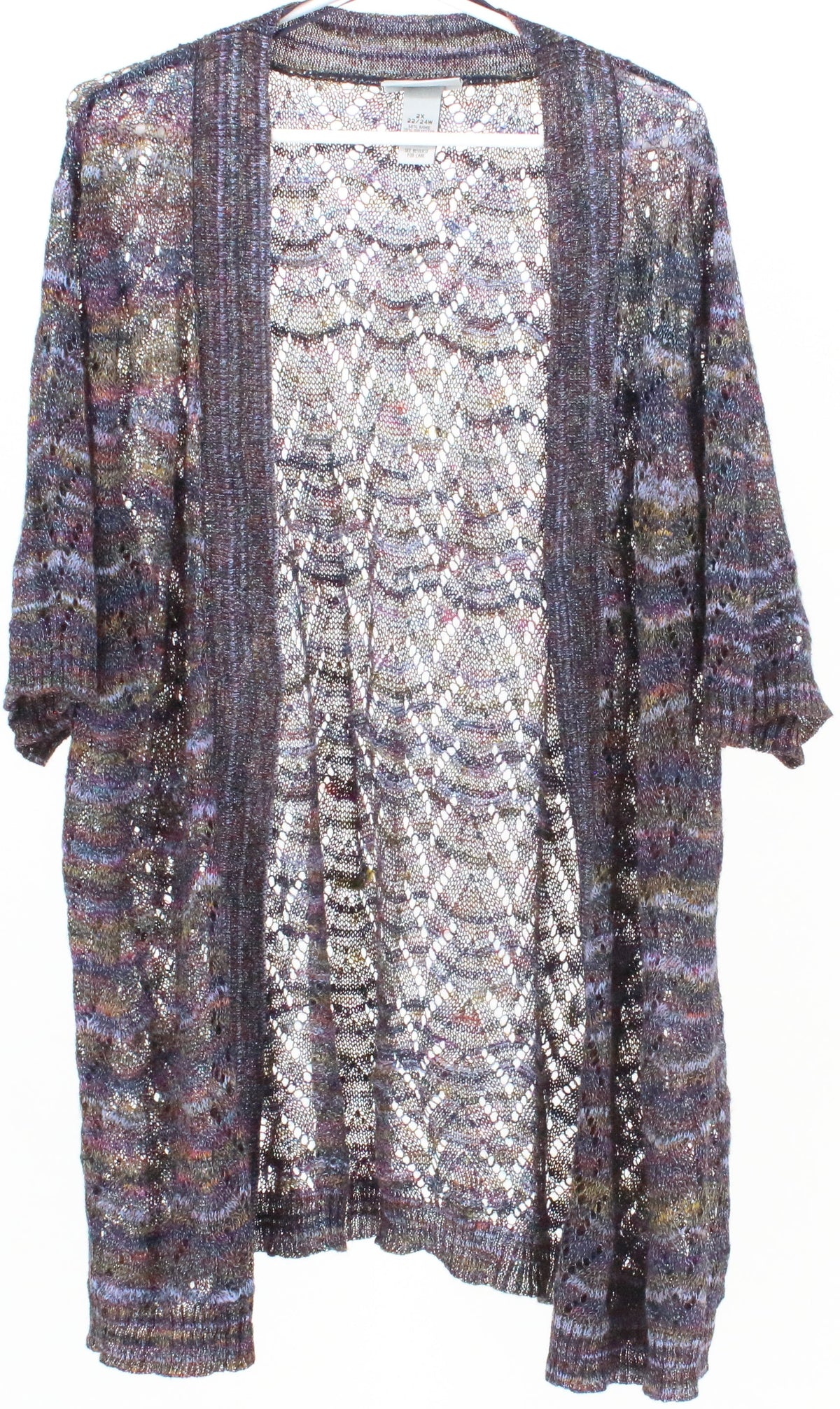 Catherines Multicolor Open Front Crochet Sweater