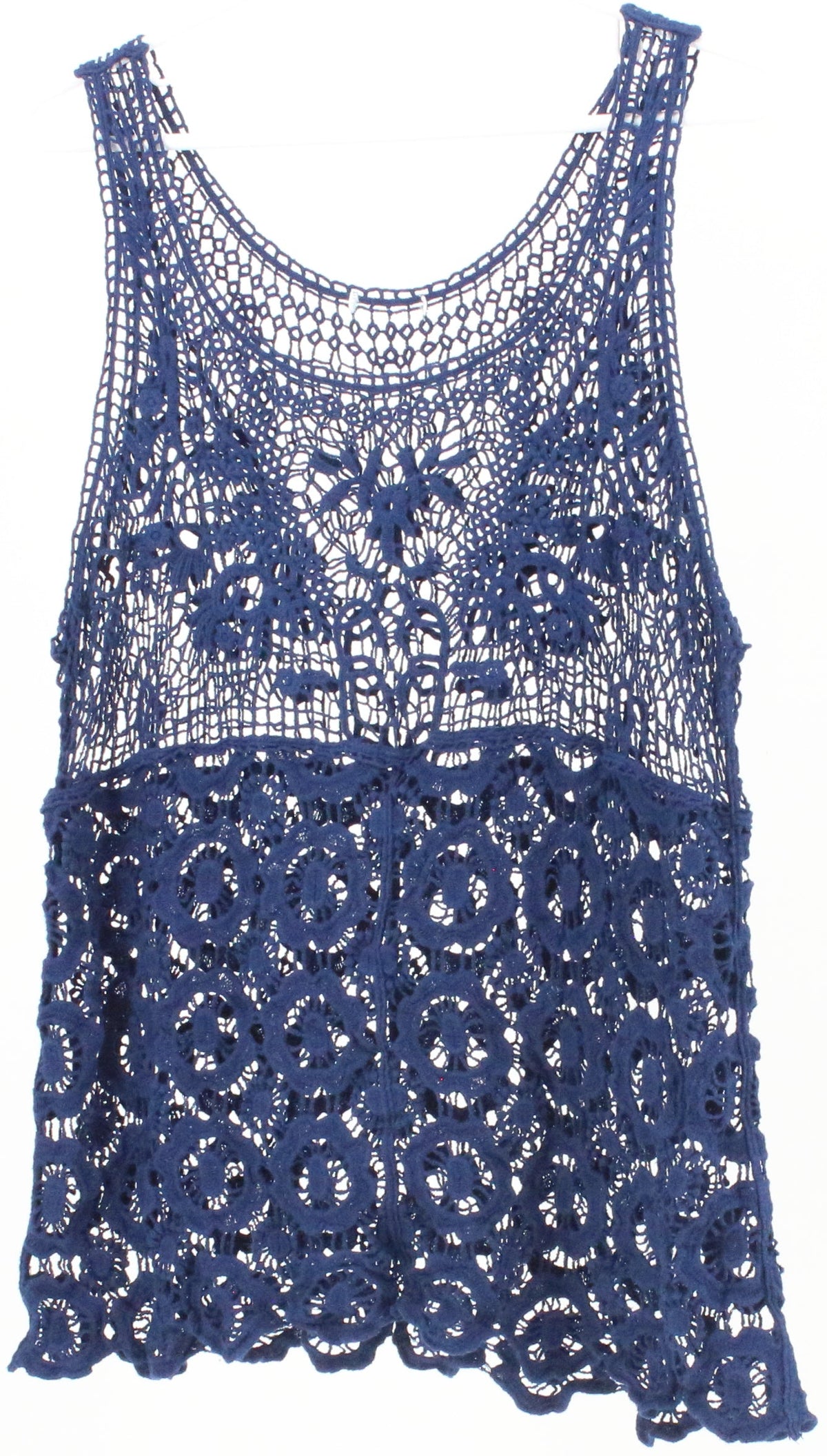 Navy Blue Crochet Tank Top