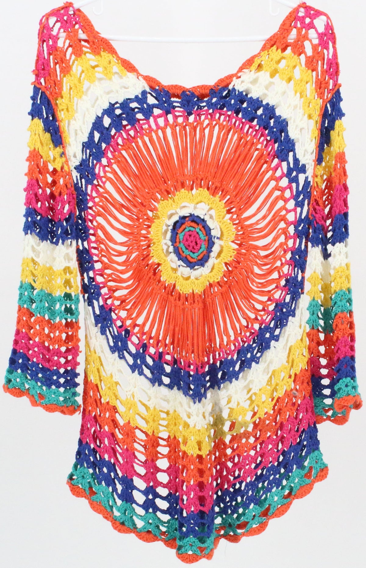 Multicolor Long Sleeve Crochet Top
