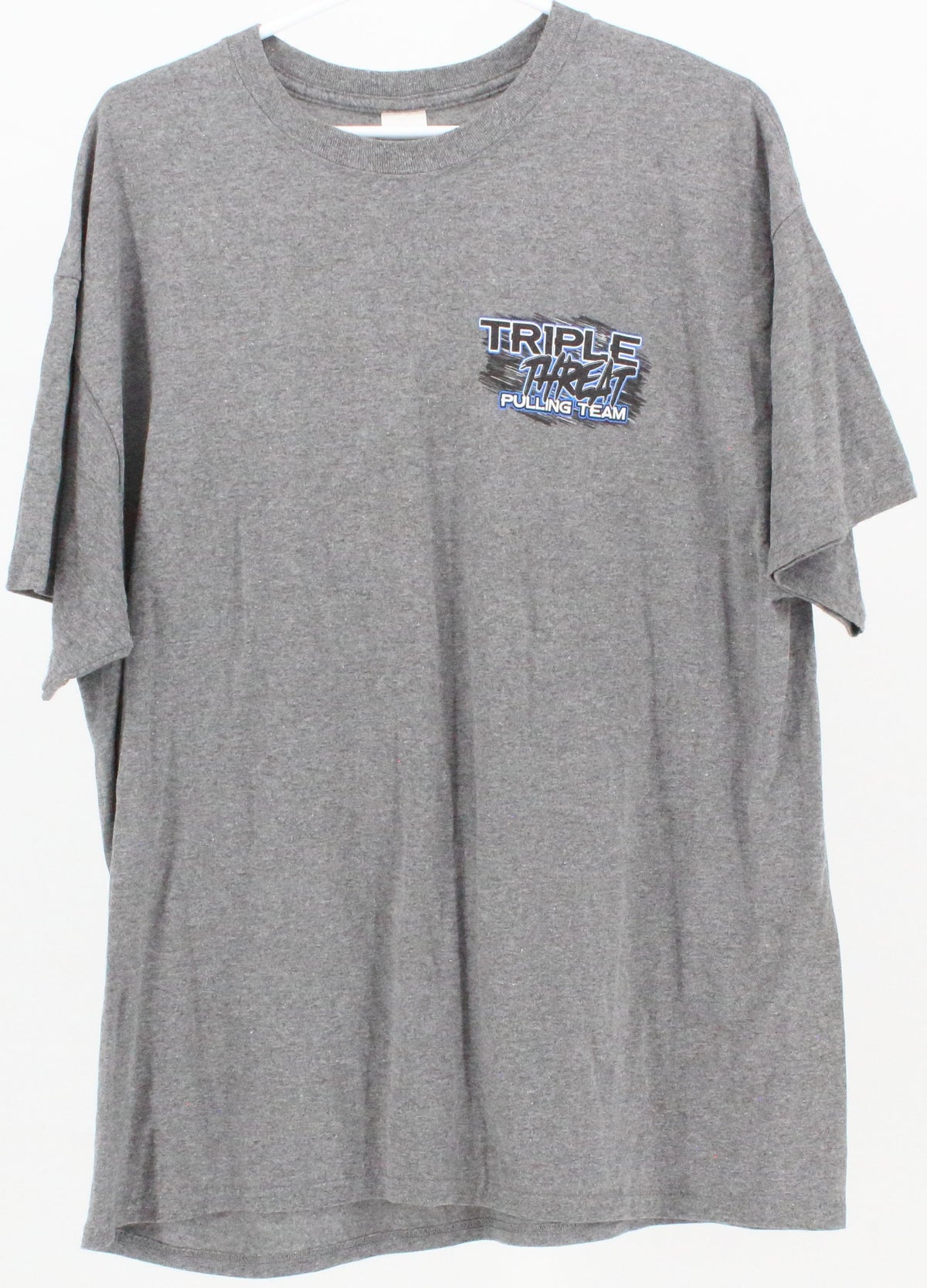 Gildan Triple Threat Pulling Team Grey Front and Back Print T-Shirt