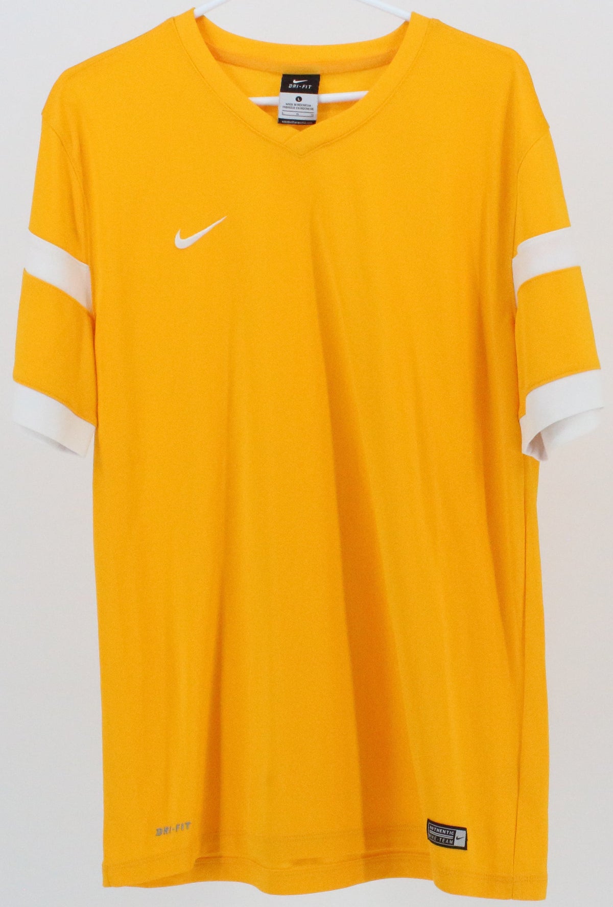 Nike Dri-Fit V Neck Yellow and White Jersey