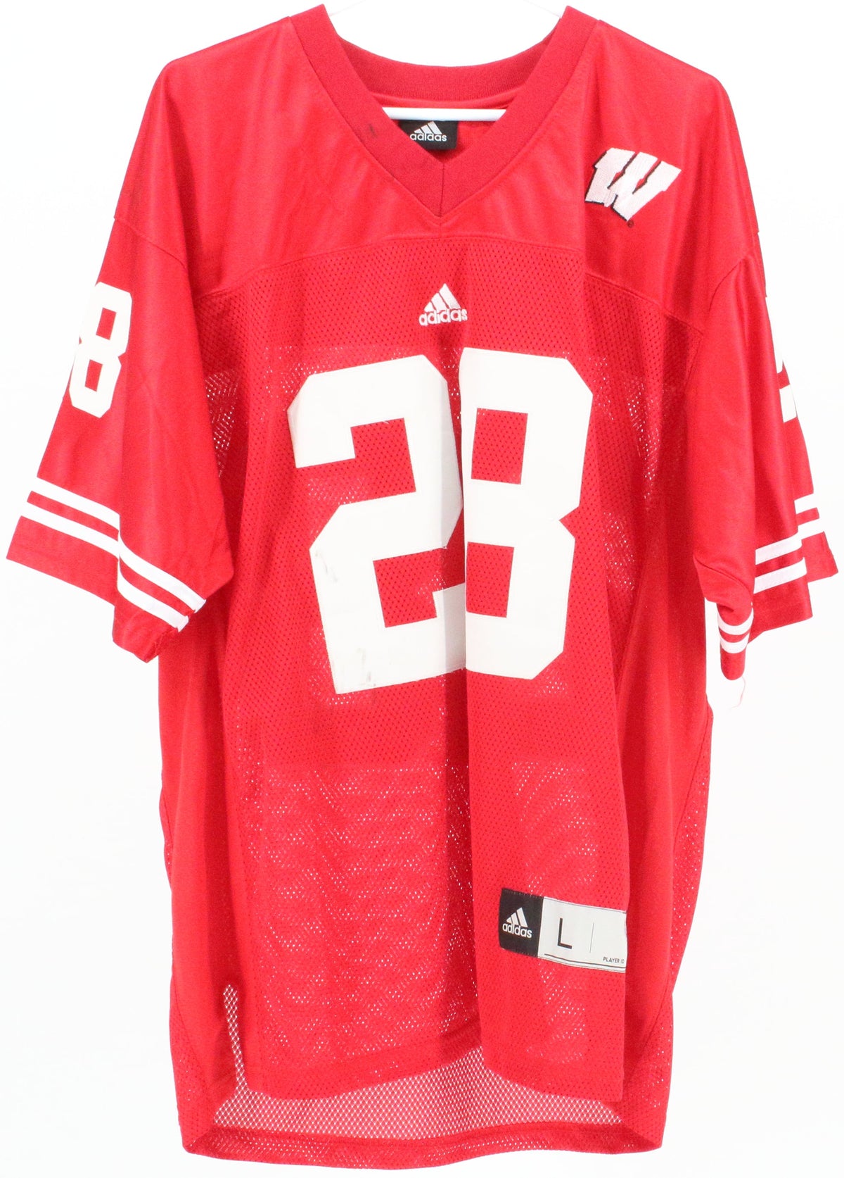 Adidas Wisconsin 28 Ball Red and White Jersey