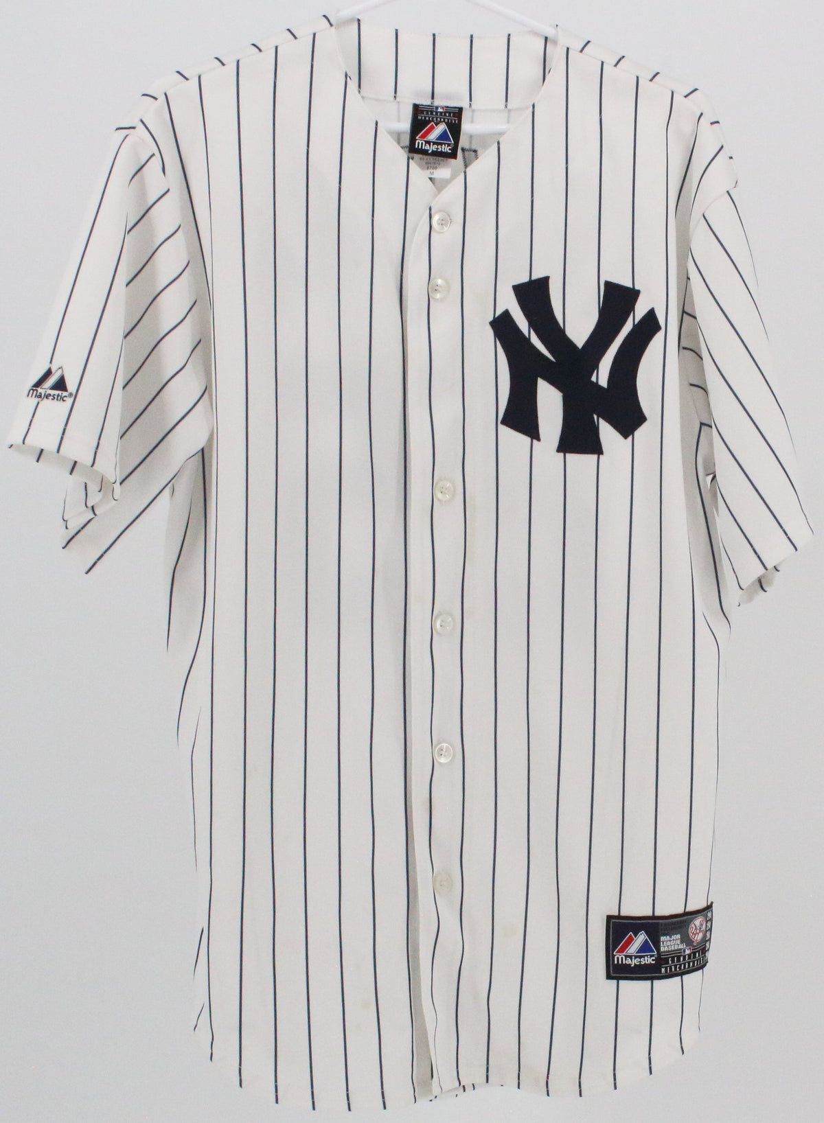 Majestic NY Yankees Teixeira 25 White and Blue Striped Jersey