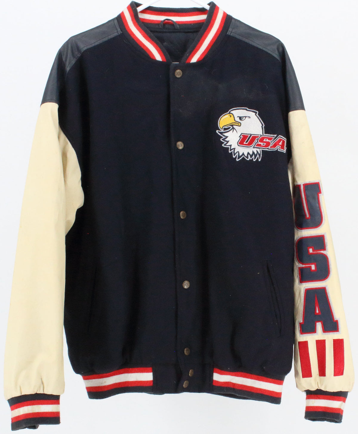 Steve & Barry's USA Black and Beige Bomber Jacket