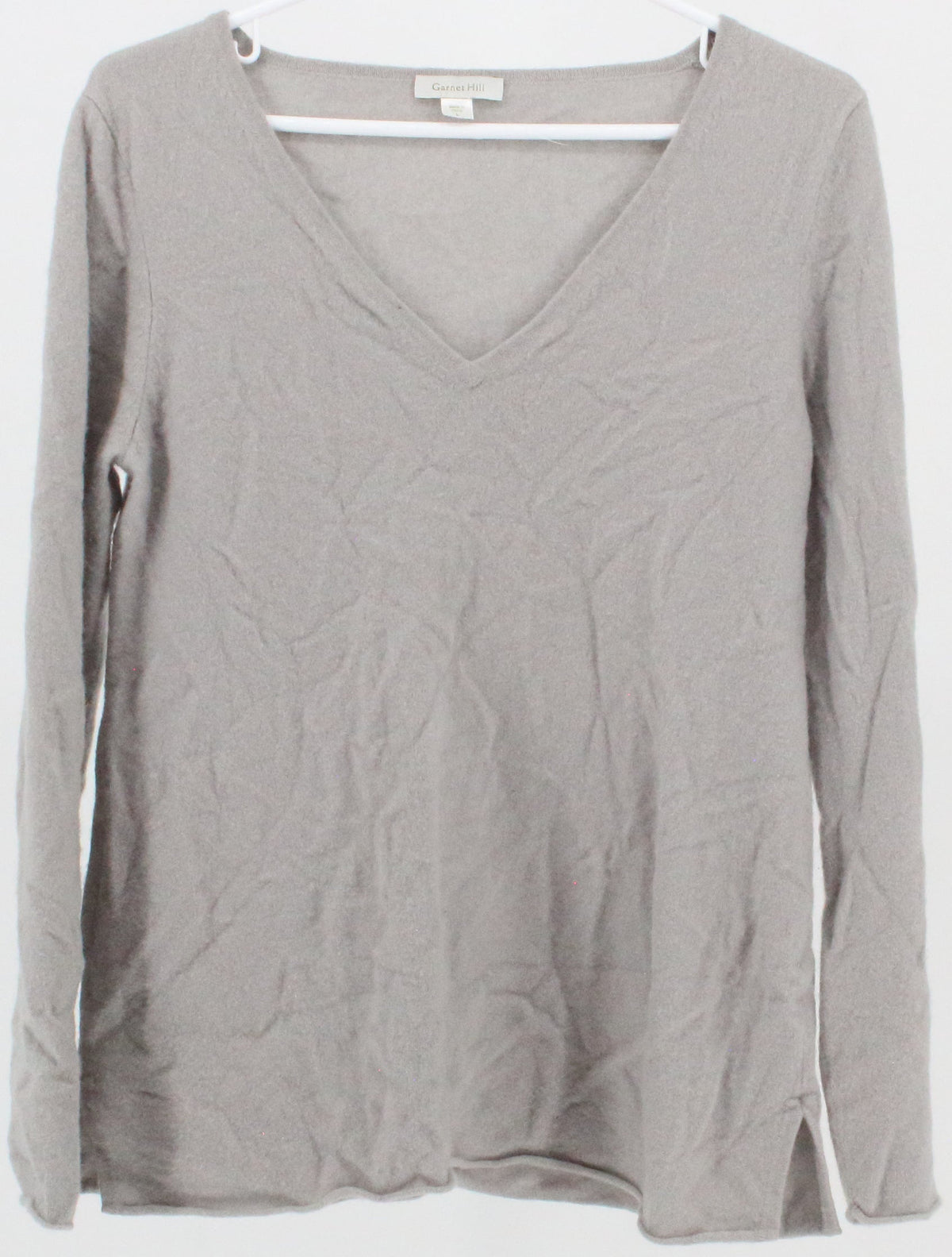 Garnet Hill Grey V Neck Cashmere Sweater