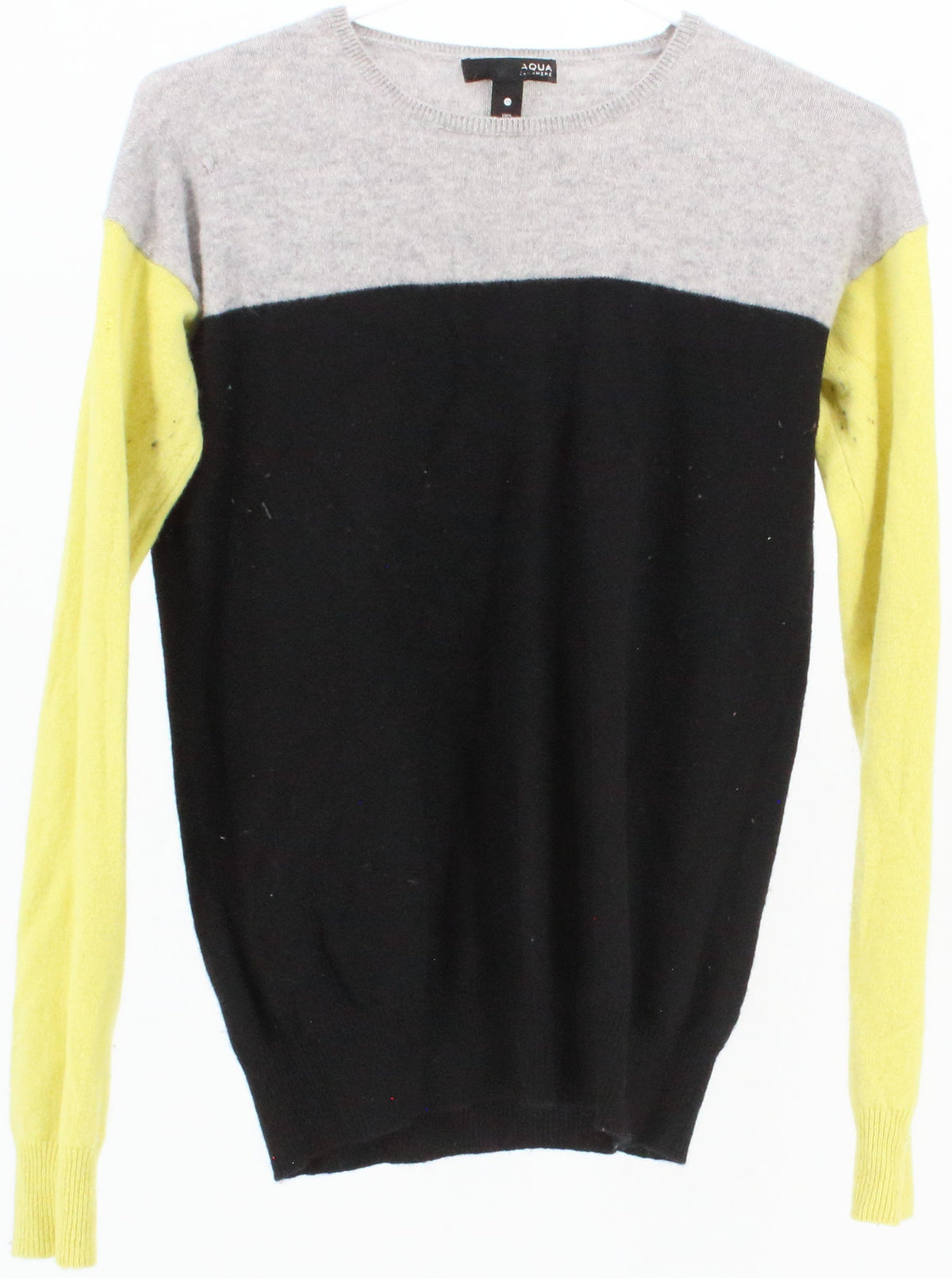 Aqua Cashmere Black Grey and Yellow Sweater