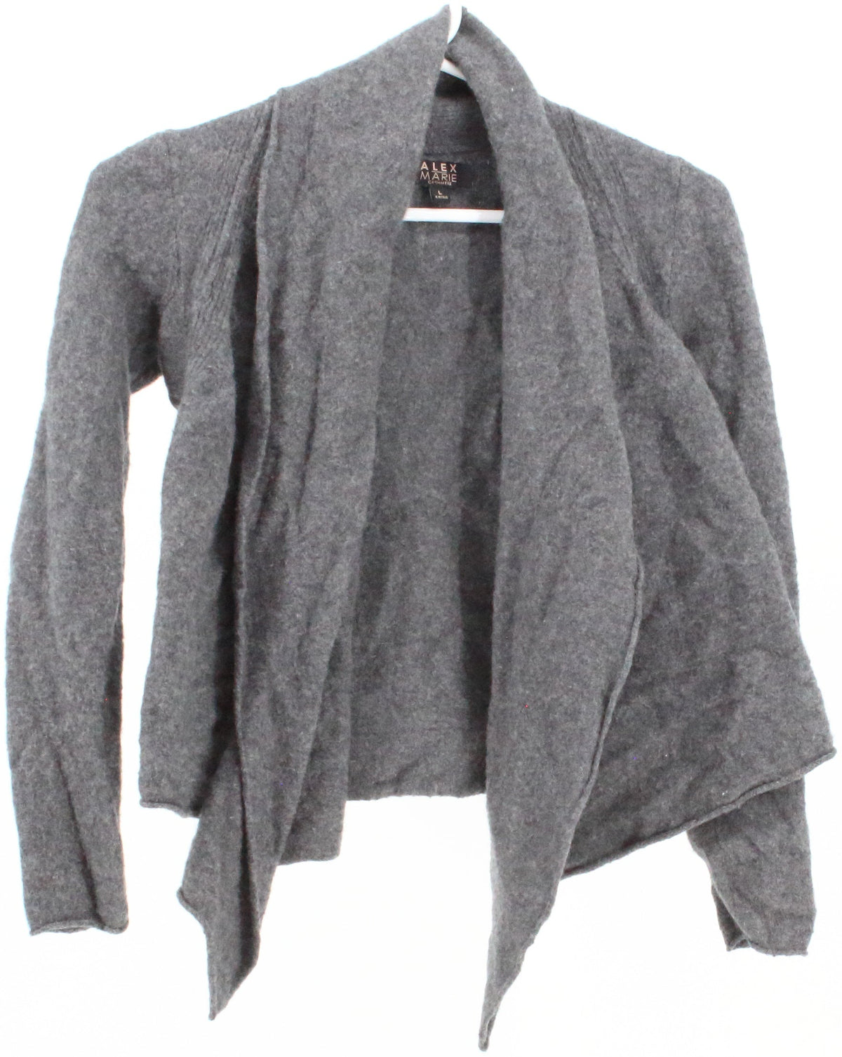 Alex Marie Dark Grey Open Front Cashmere Sweater