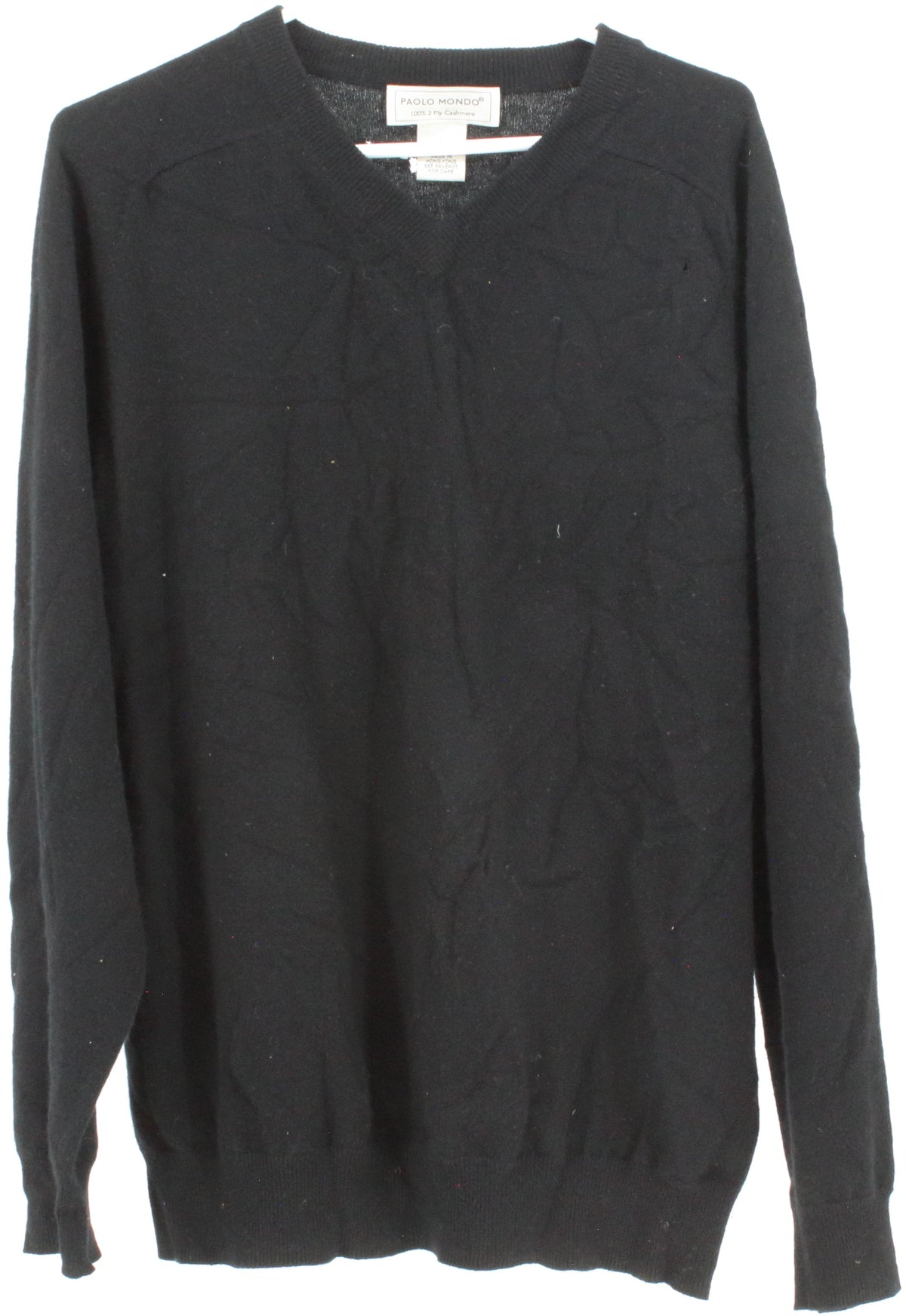 Paolo Mondo Black V Neck Cashmere Sweater