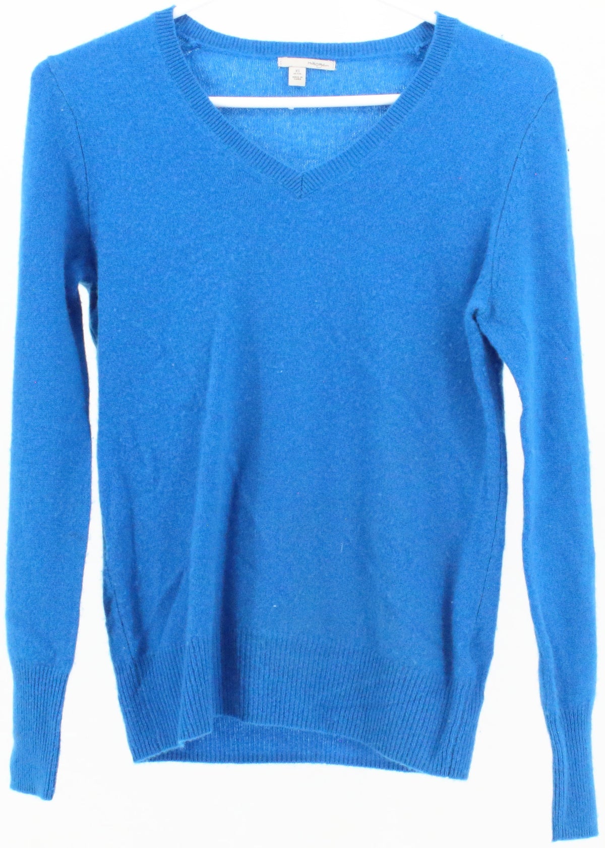 Halogen Blue V Neck Cashmere Sweater