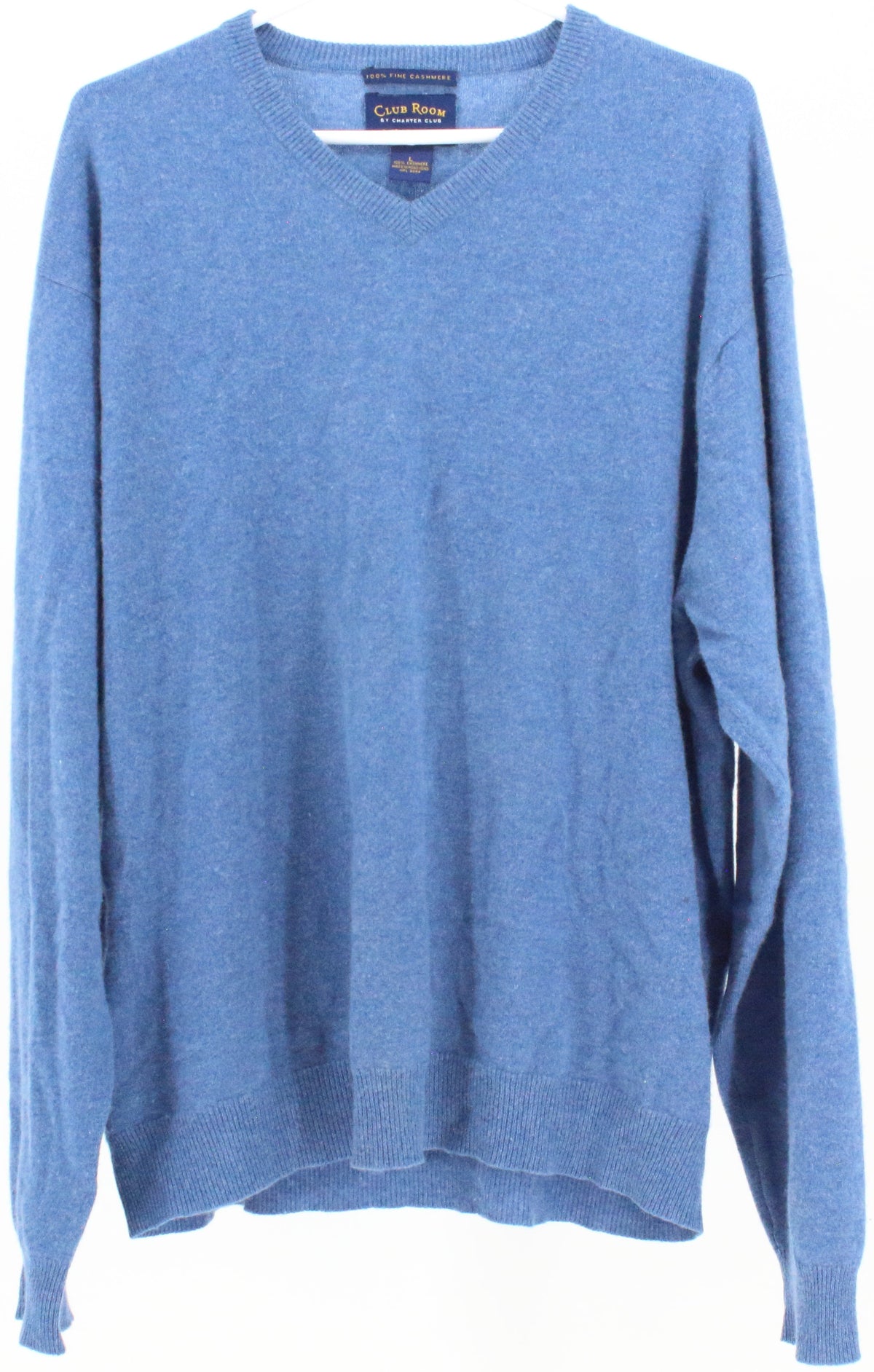 Club Room by Charter Club Blue V Neck Cashmere Sweater