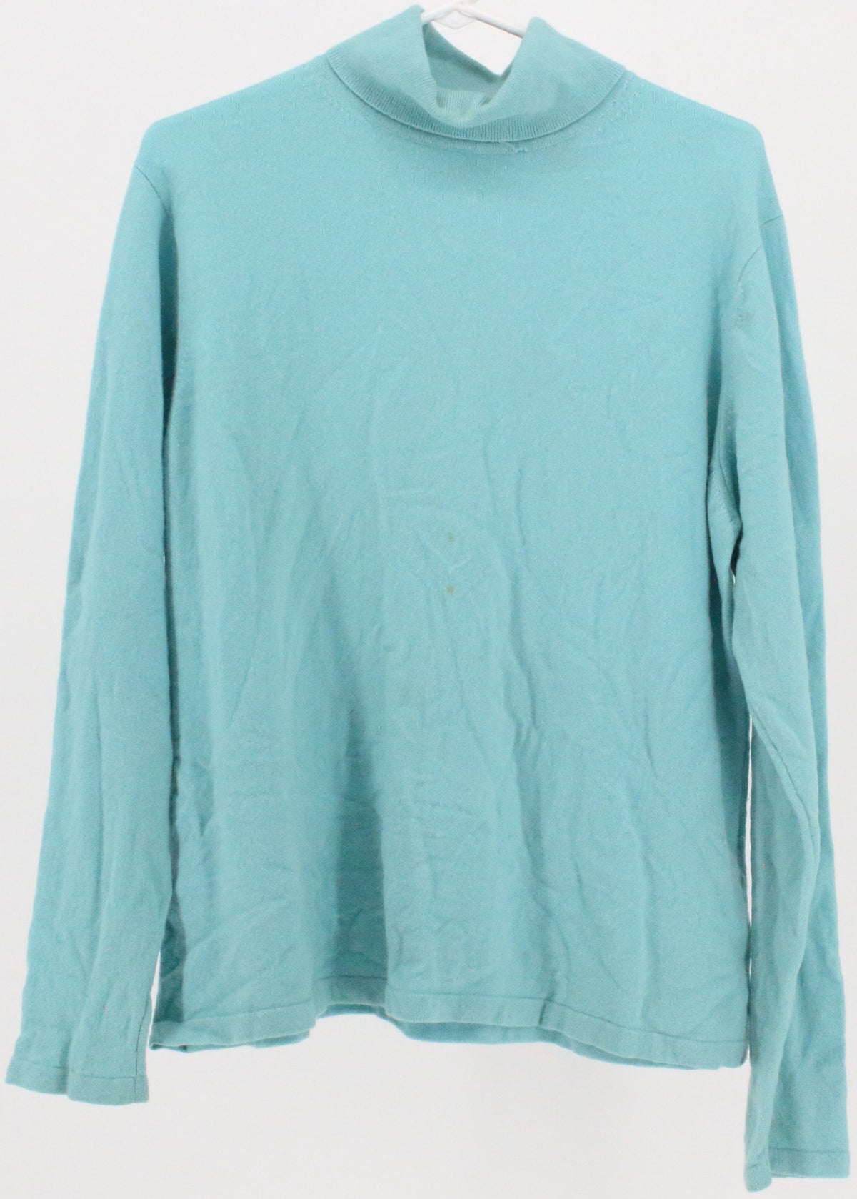 L.L.Bean Aqua Green Turtleneck Cashmere Sweater