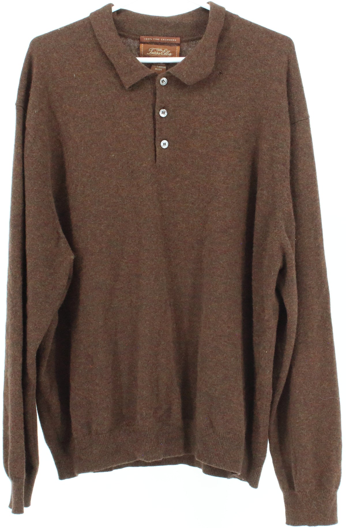 Tasso Elba Brown Polo Collar Cashmere Sweater