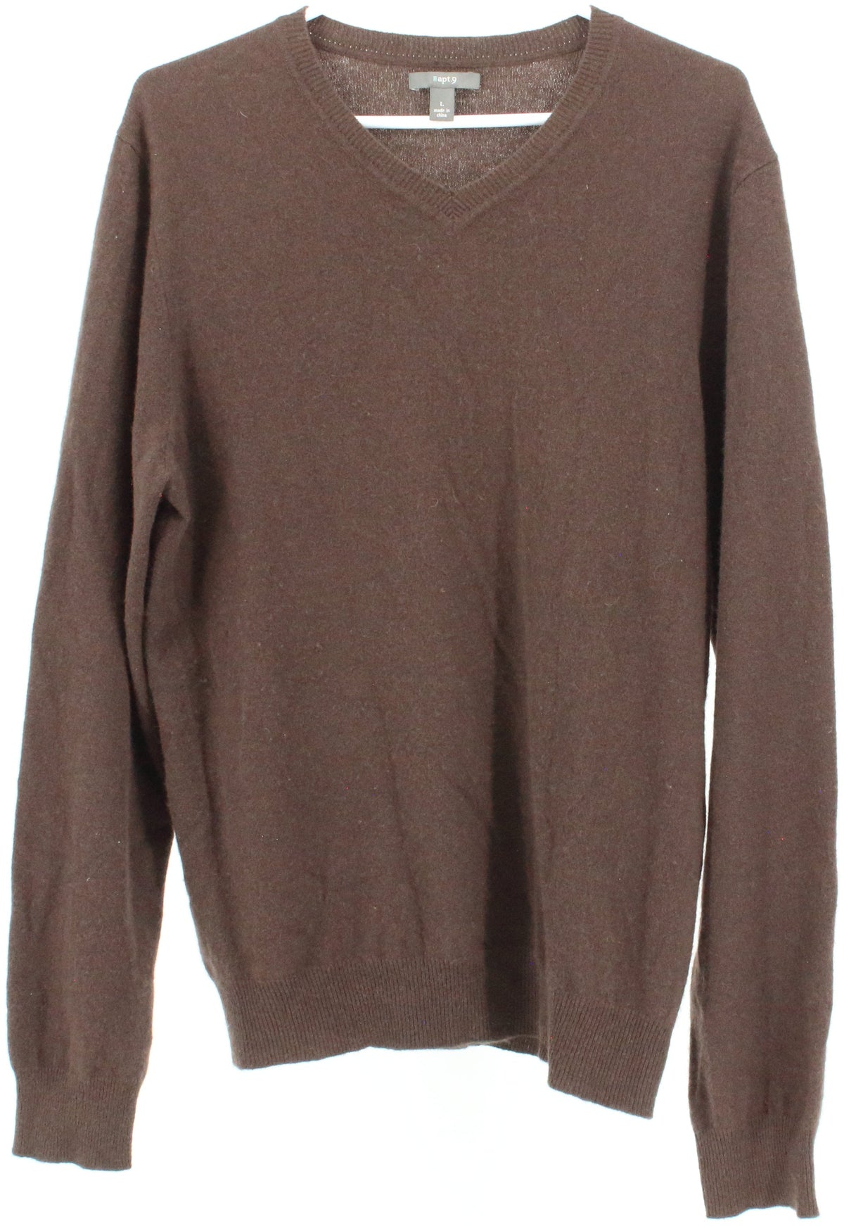 Apt.9 Dark Brown V Neck Cashmere Sweater