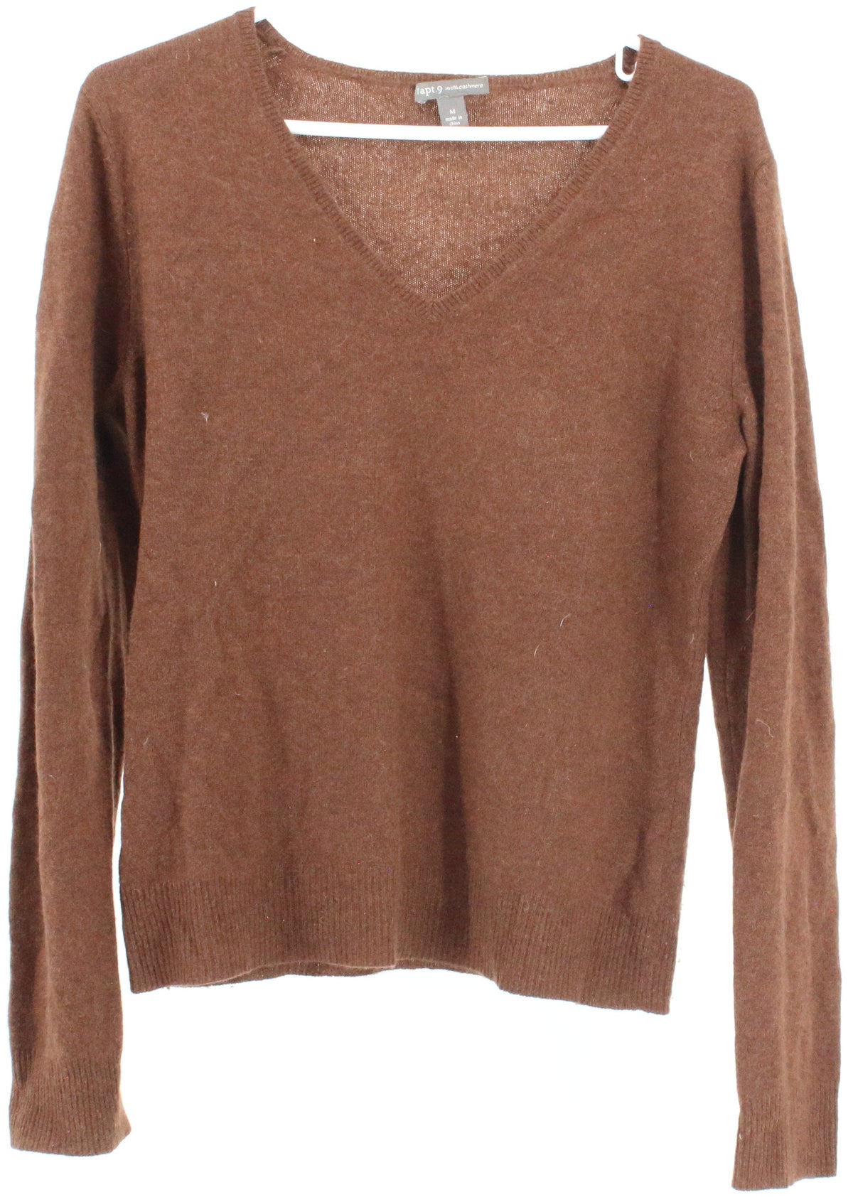 Apt.9 Brown V Neck Cashmere Sweater