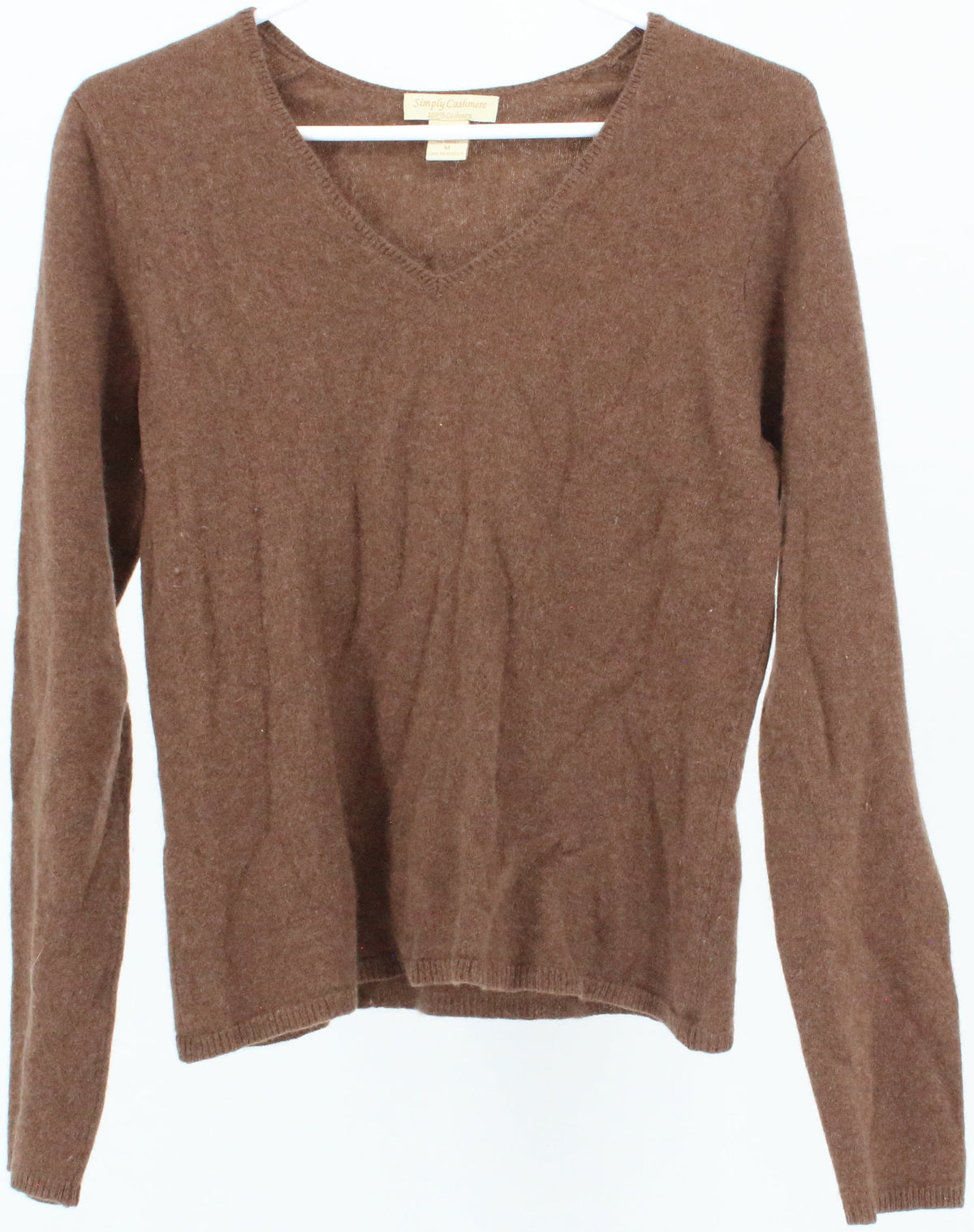 Simply Cashmere Brown V Neck Sweater