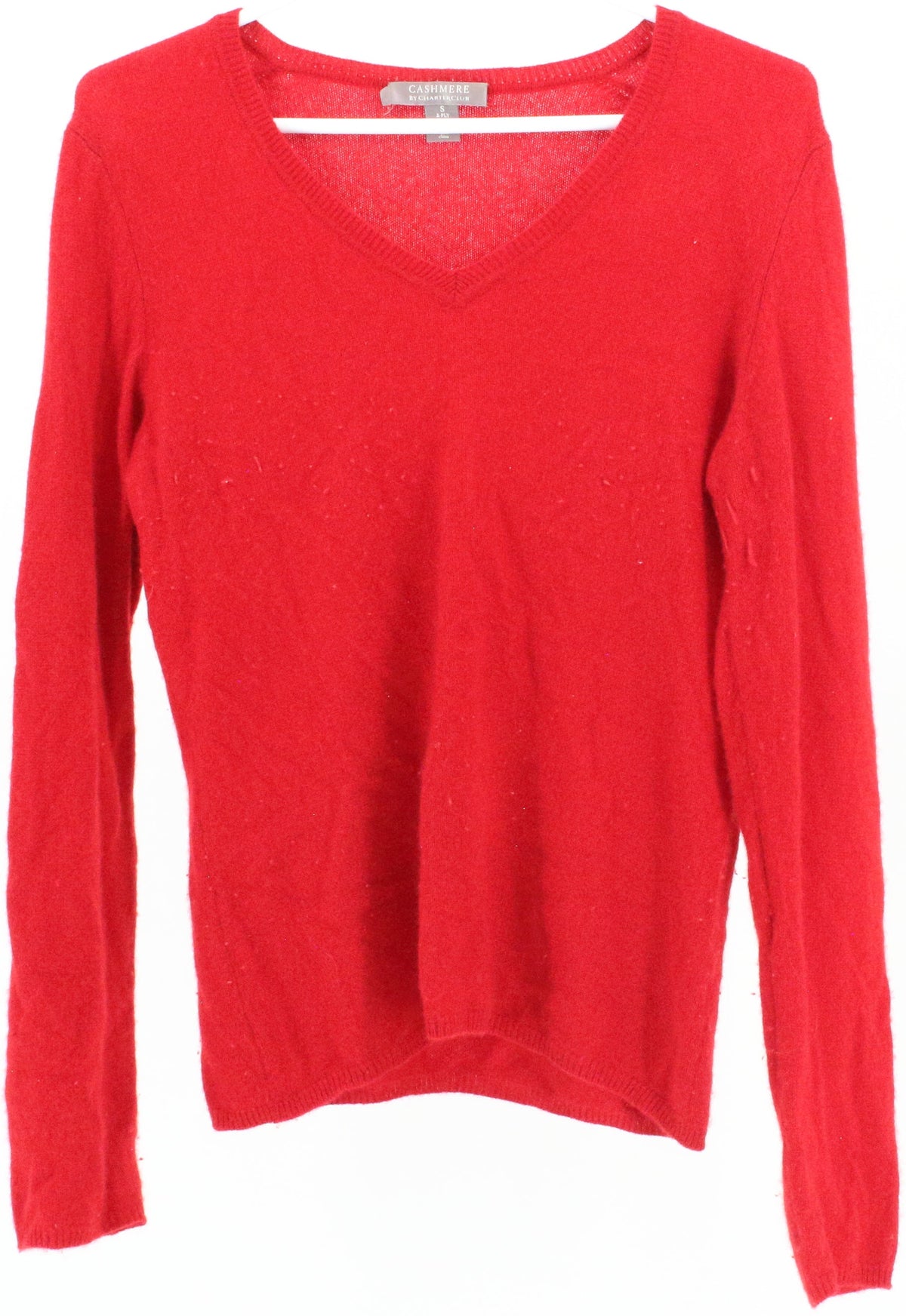 Cashmere by Charter Club Red V Neck Sweater