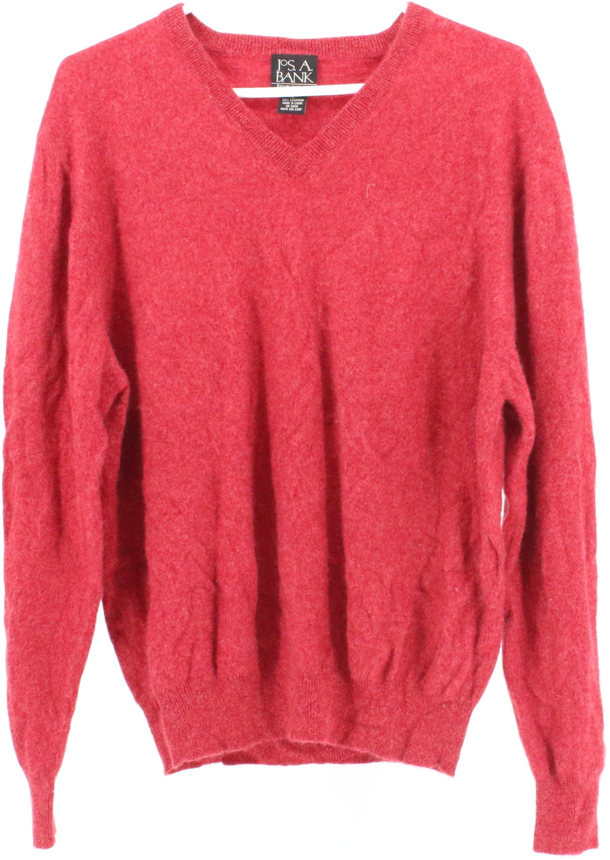 JoS A. Bank Red V Neck Cashmere Sweater